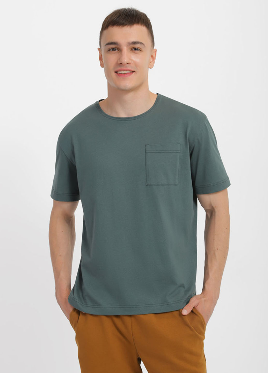 Серо-зеленая футболка Promin