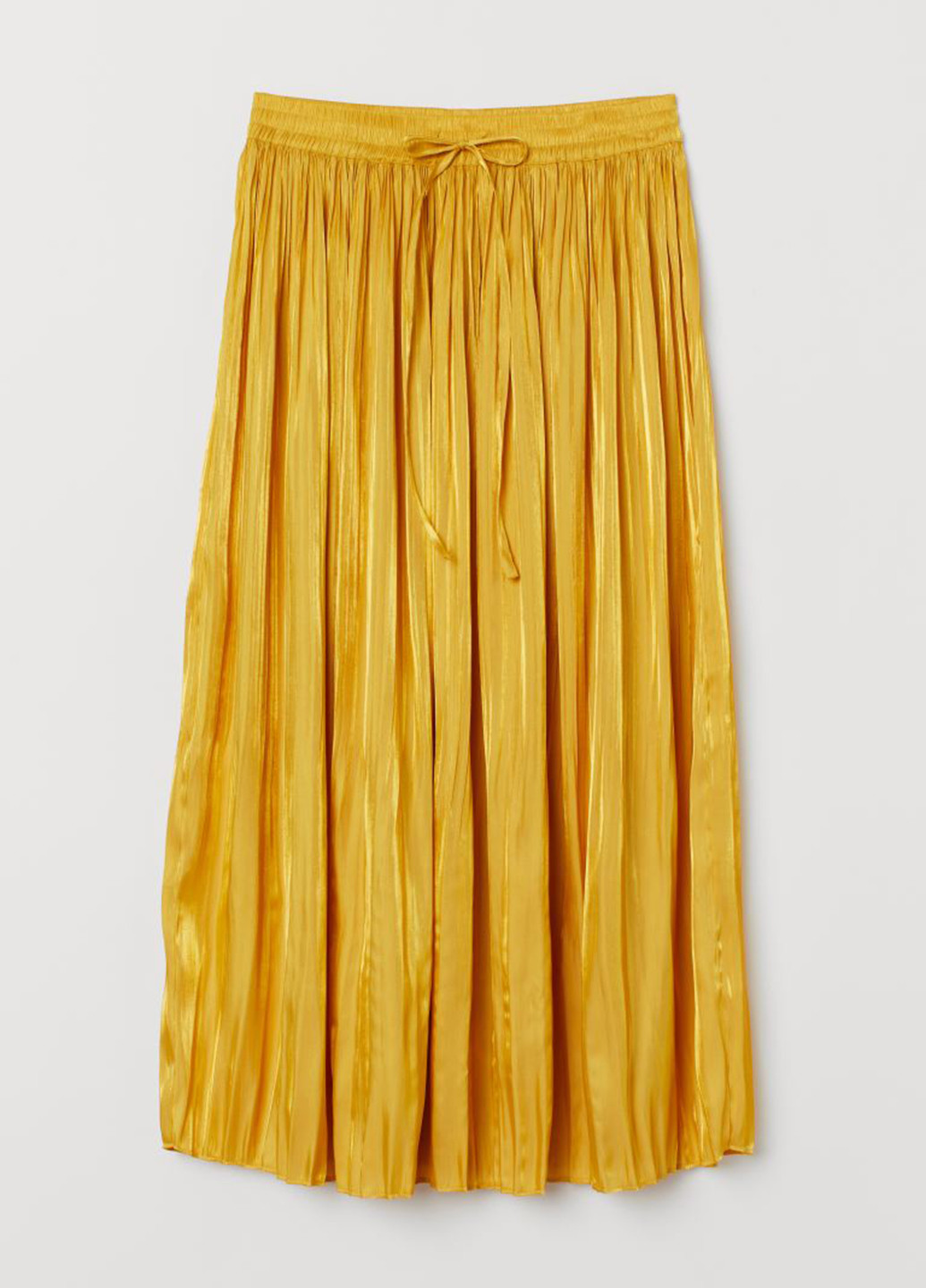 Желтая кэжуал однотонная юбка H&M плиссе
