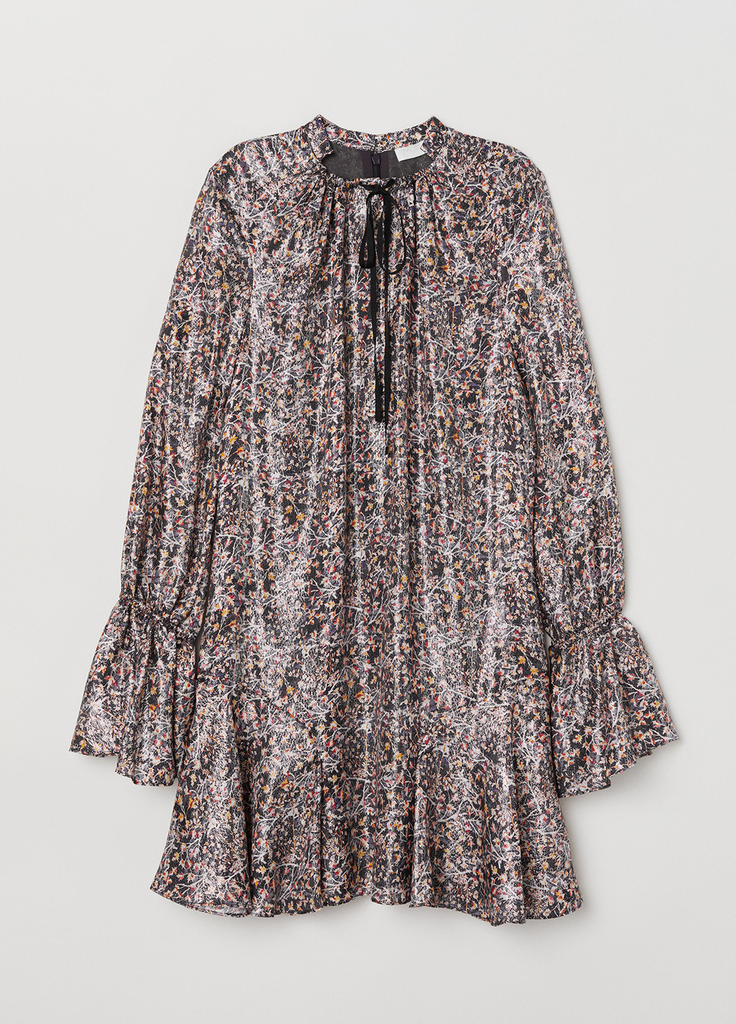 Комбинированное кэжуал платье а-силуэт H&M с абстрактным узором