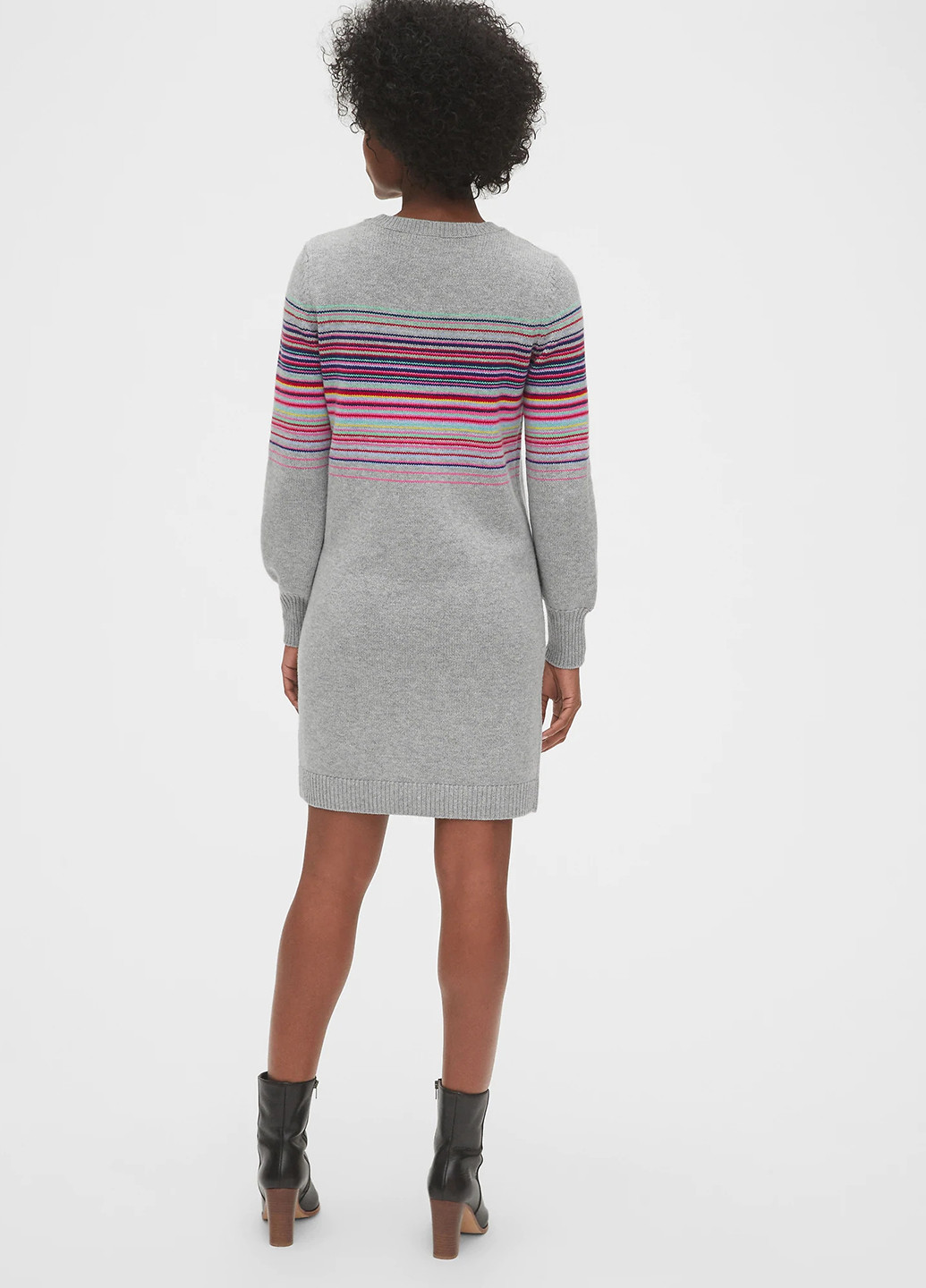 Светло-серое кэжуал платье платье-свитер Gap в полоску