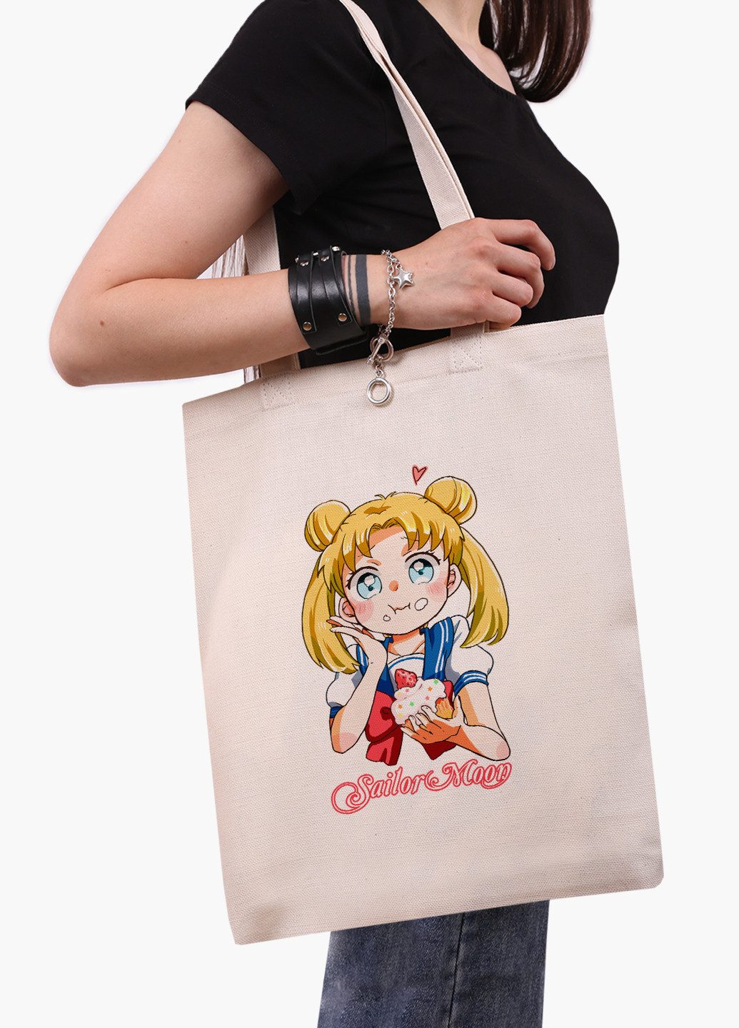 Еко сумка шоппер біла Сейлор Мун (Sailor Moon) (9227-2917-WT-1) екосумка шопер 41*35 см MobiPrint (224806108)