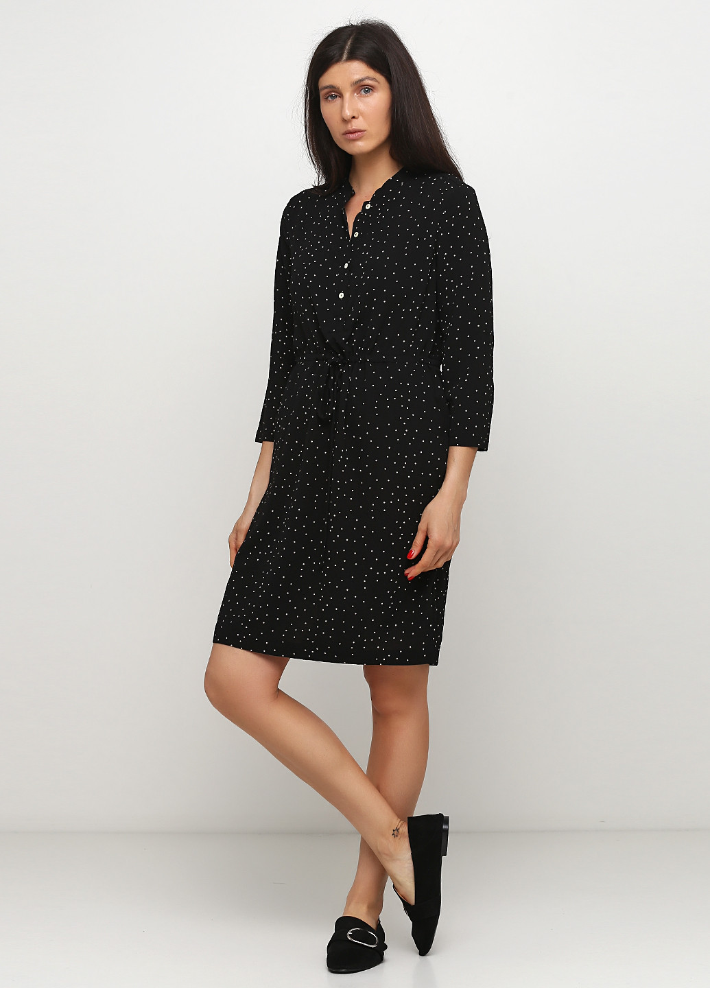 Черное кэжуал платье Desires в горошек