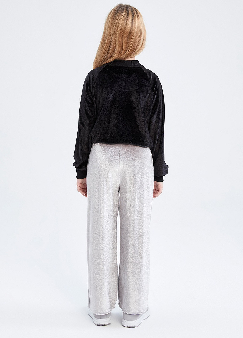 Светло-серые кэжуал демисезонные палаццо брюки DeFacto