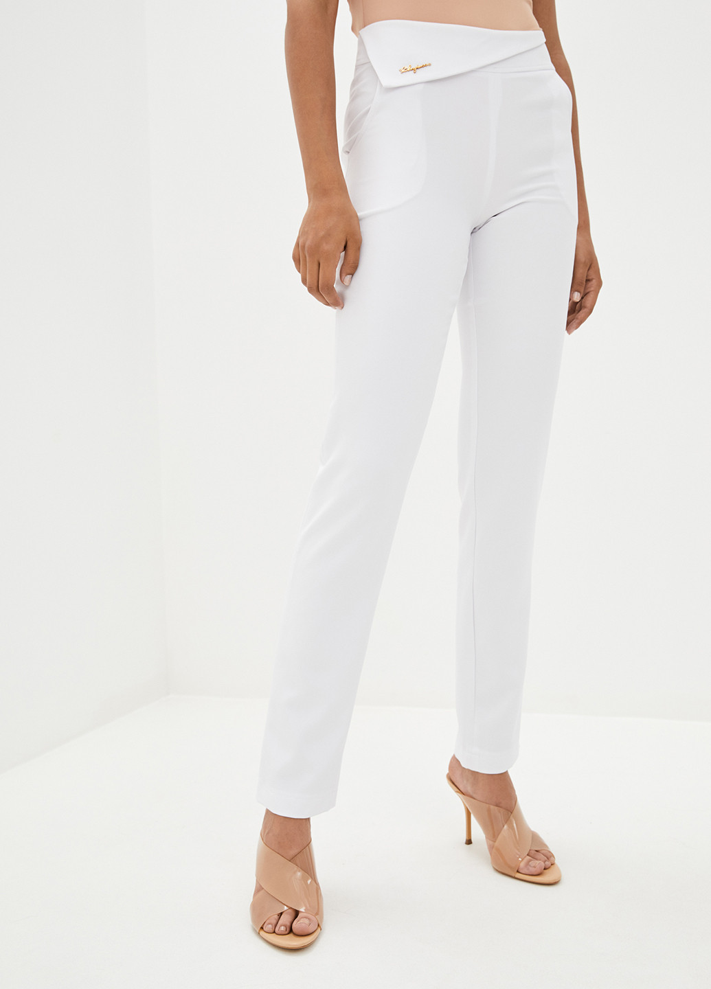 Белые кэжуал летние прямые брюки Luzana