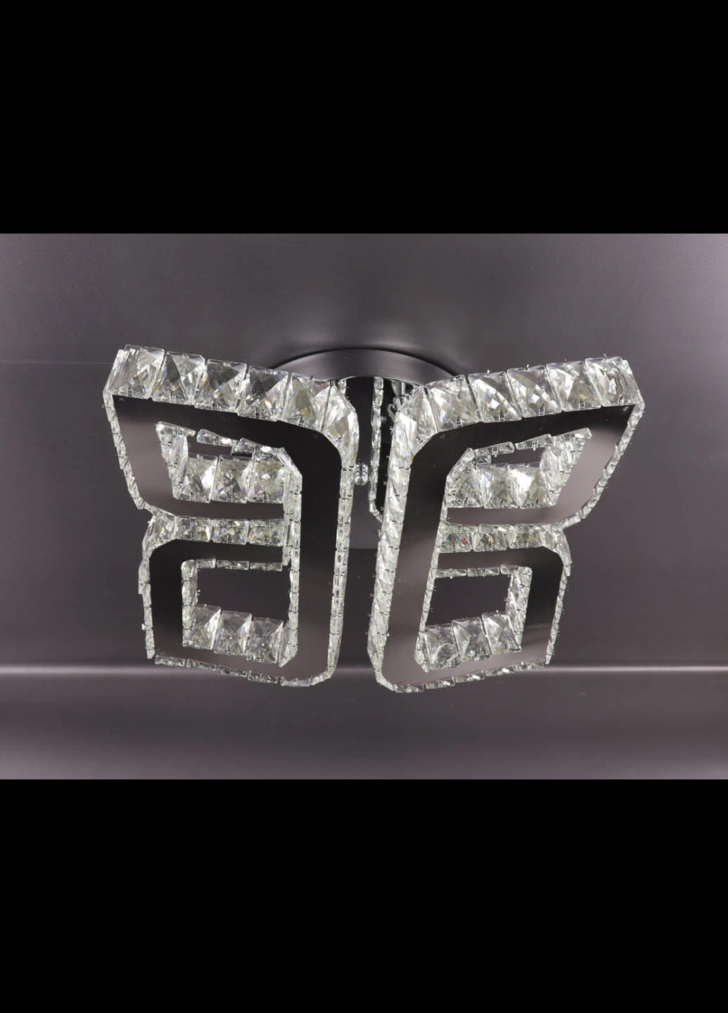 Люстра стельова кришталева LED з пультом C1877 / 400 Хром 17х40х40 см. Handmade (234538369)