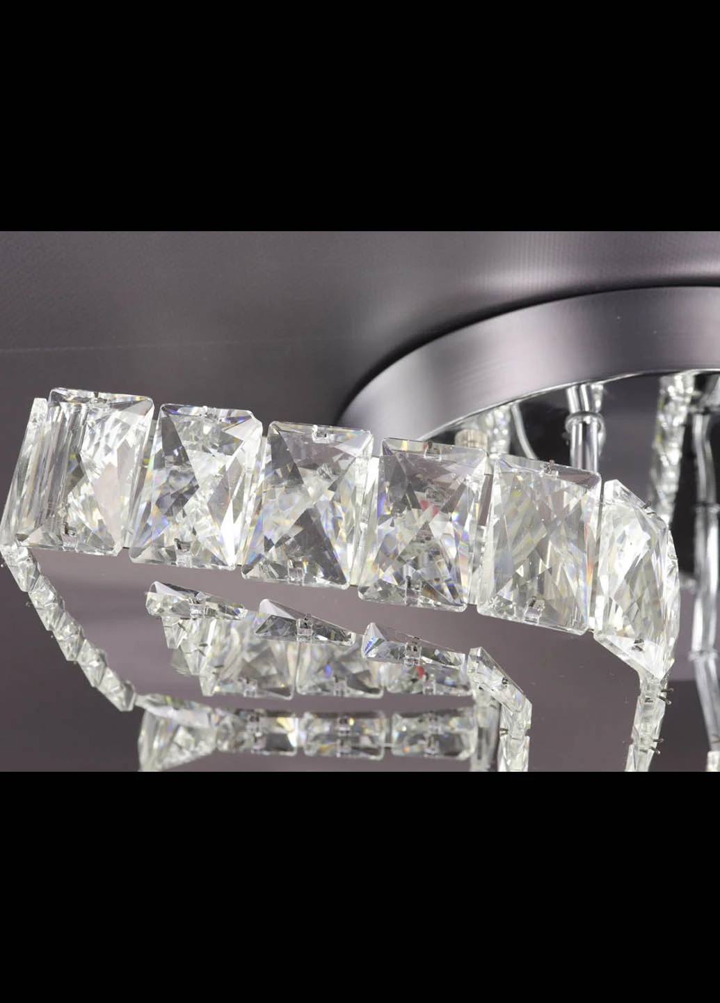 Люстра стельова кришталева LED з пультом C1877 / 400 Хром 17х40х40 см. Handmade (234538369)