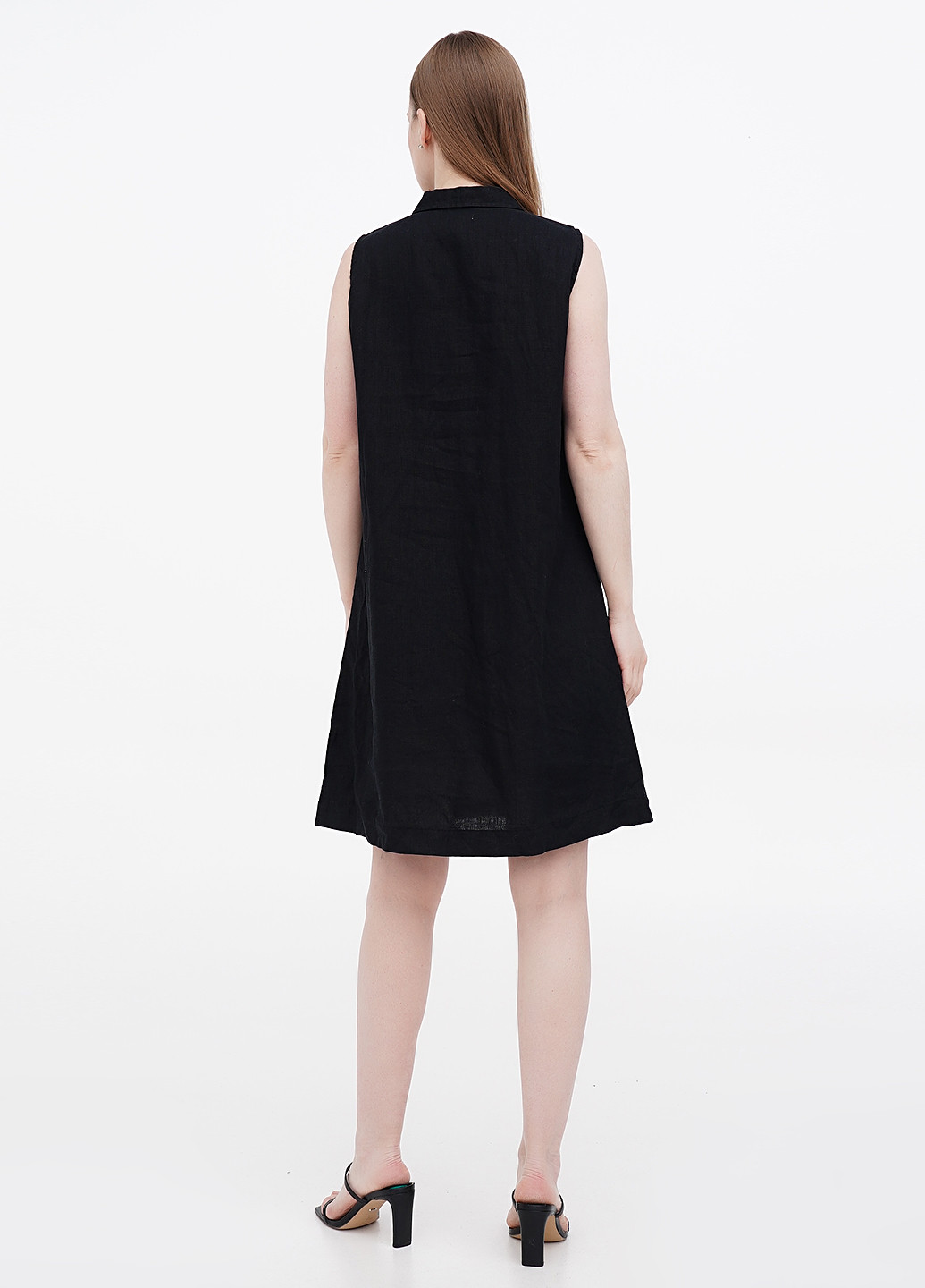 Черное кэжуал платье рубашка Garnet Hill однотонное