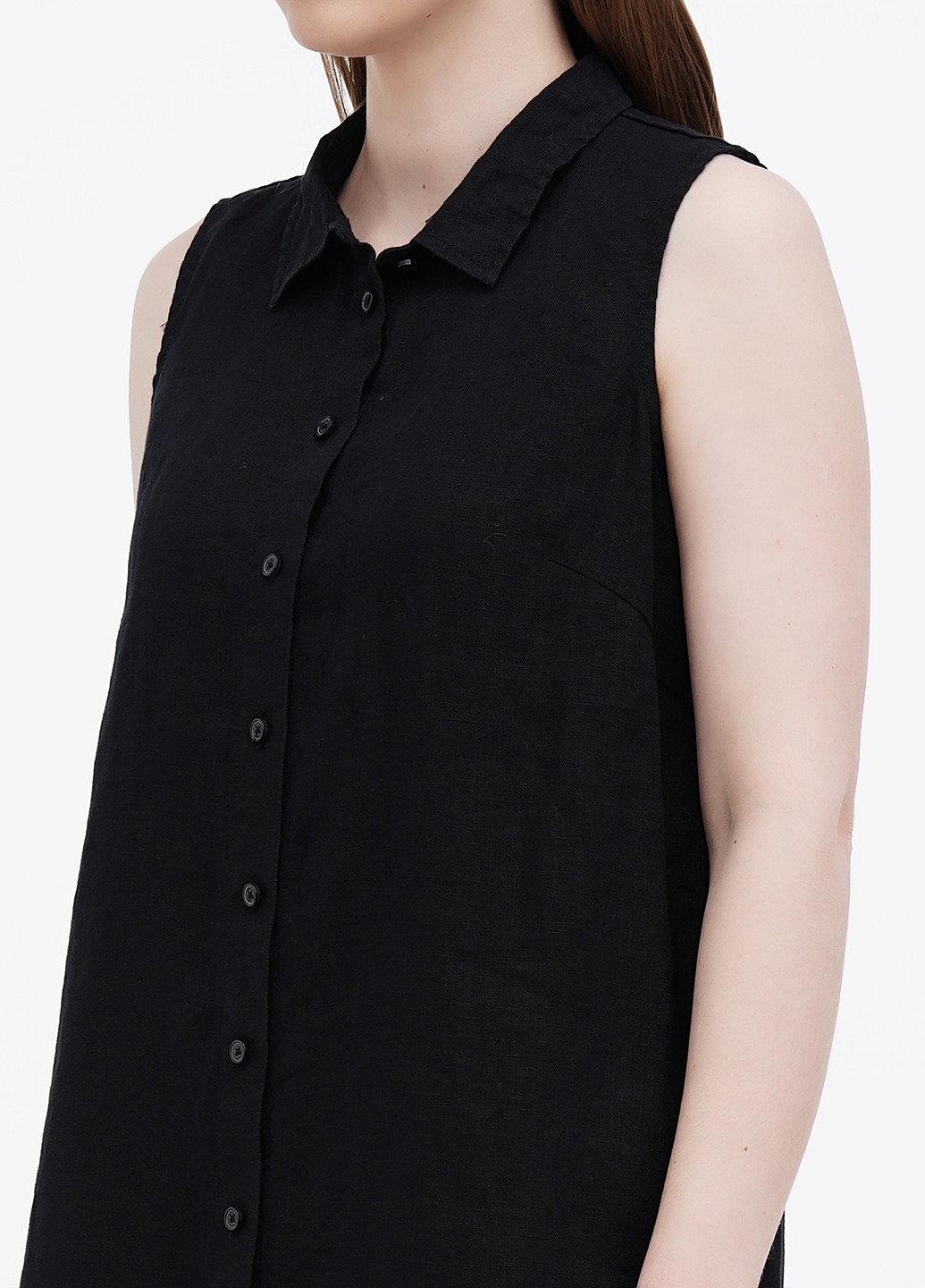 Черное кэжуал платье рубашка Garnet Hill однотонное