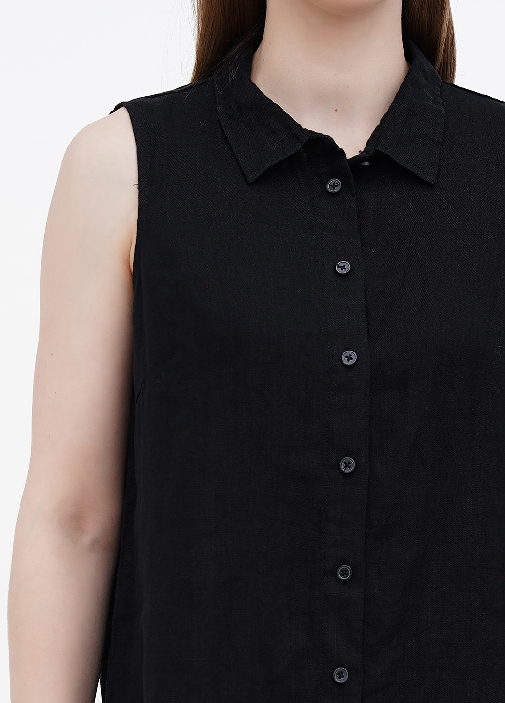 Черное кэжуал платье рубашка Garnet Hill однотонное