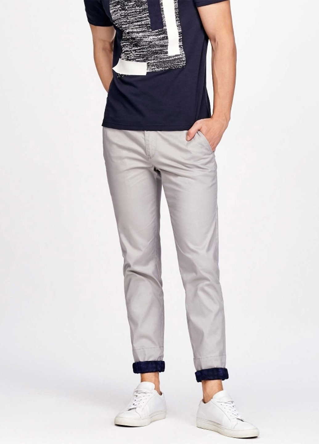 Светло-серые кэжуал демисезонные прямые брюки Jack & Jones