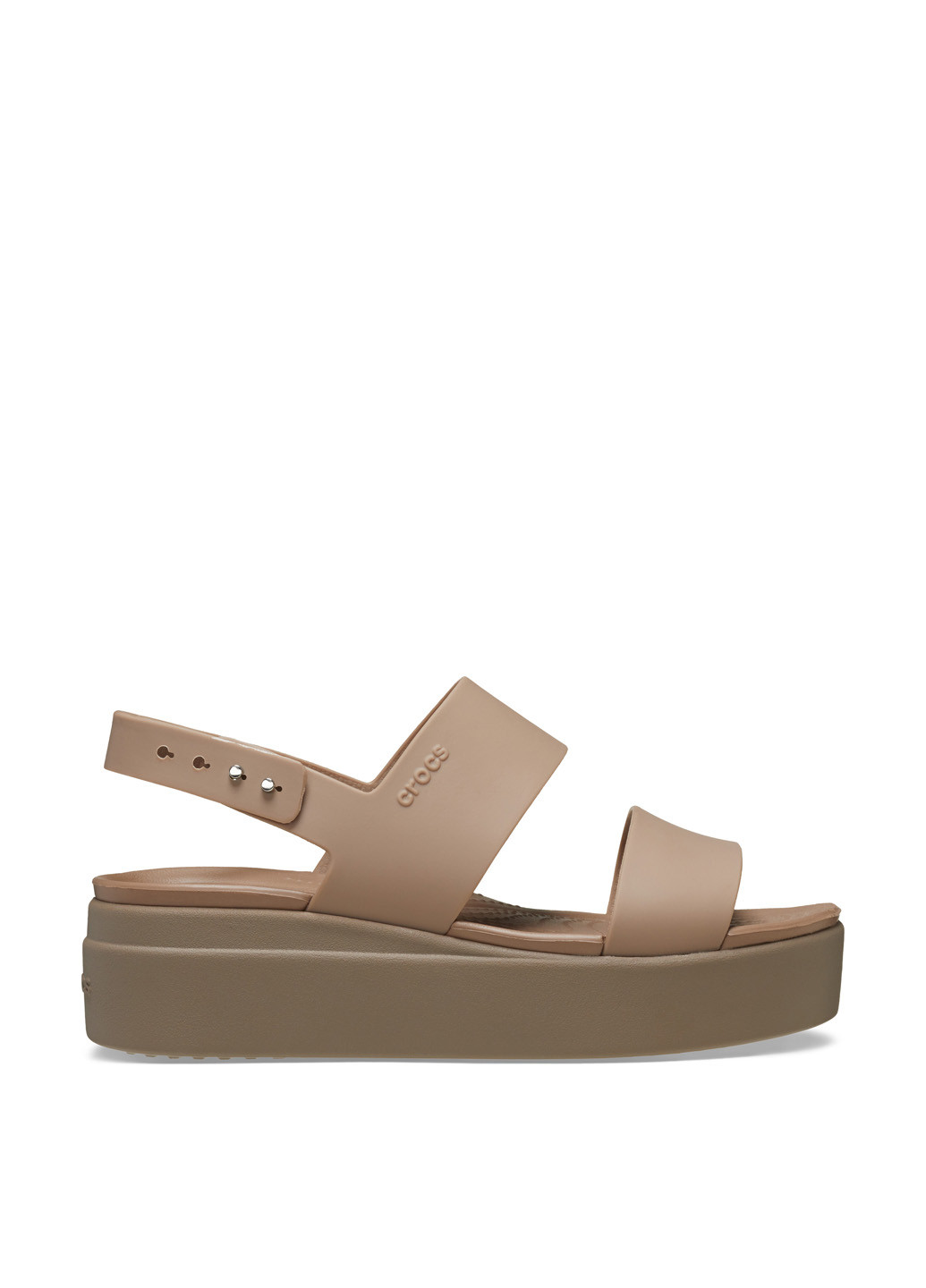 Темно-бежевые босоножки Crocs на кнопках