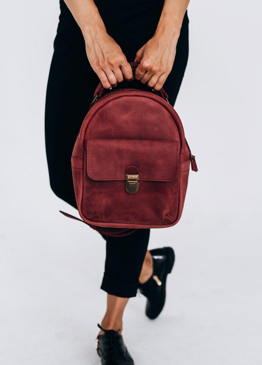 Женский мини-рюкзак ручной работы из натуральной кожи с легким глянцевым эффектом лавандового цвета Boorbon (253702467)