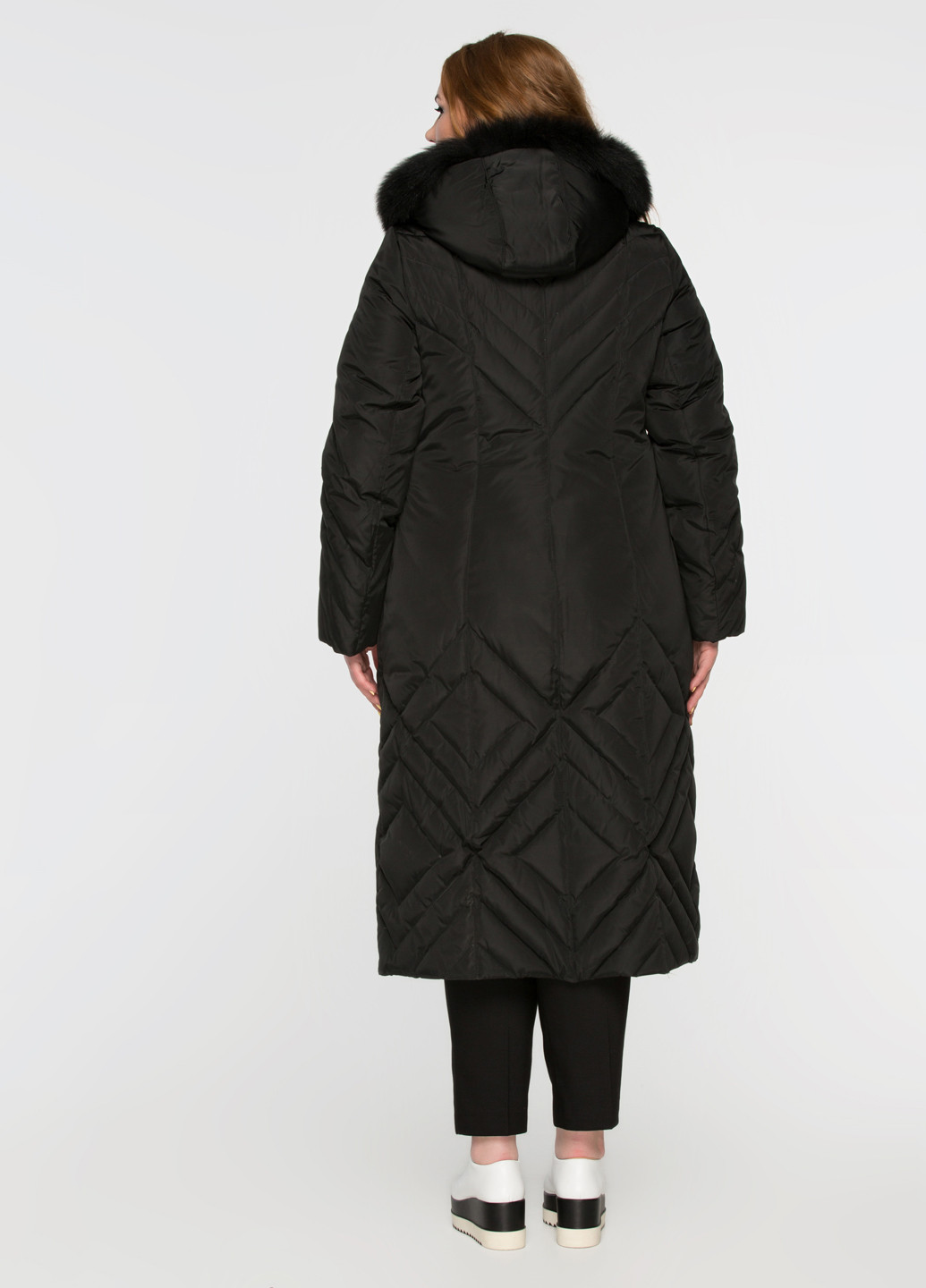 Черная зимняя длинное пальто на пуху Mangust