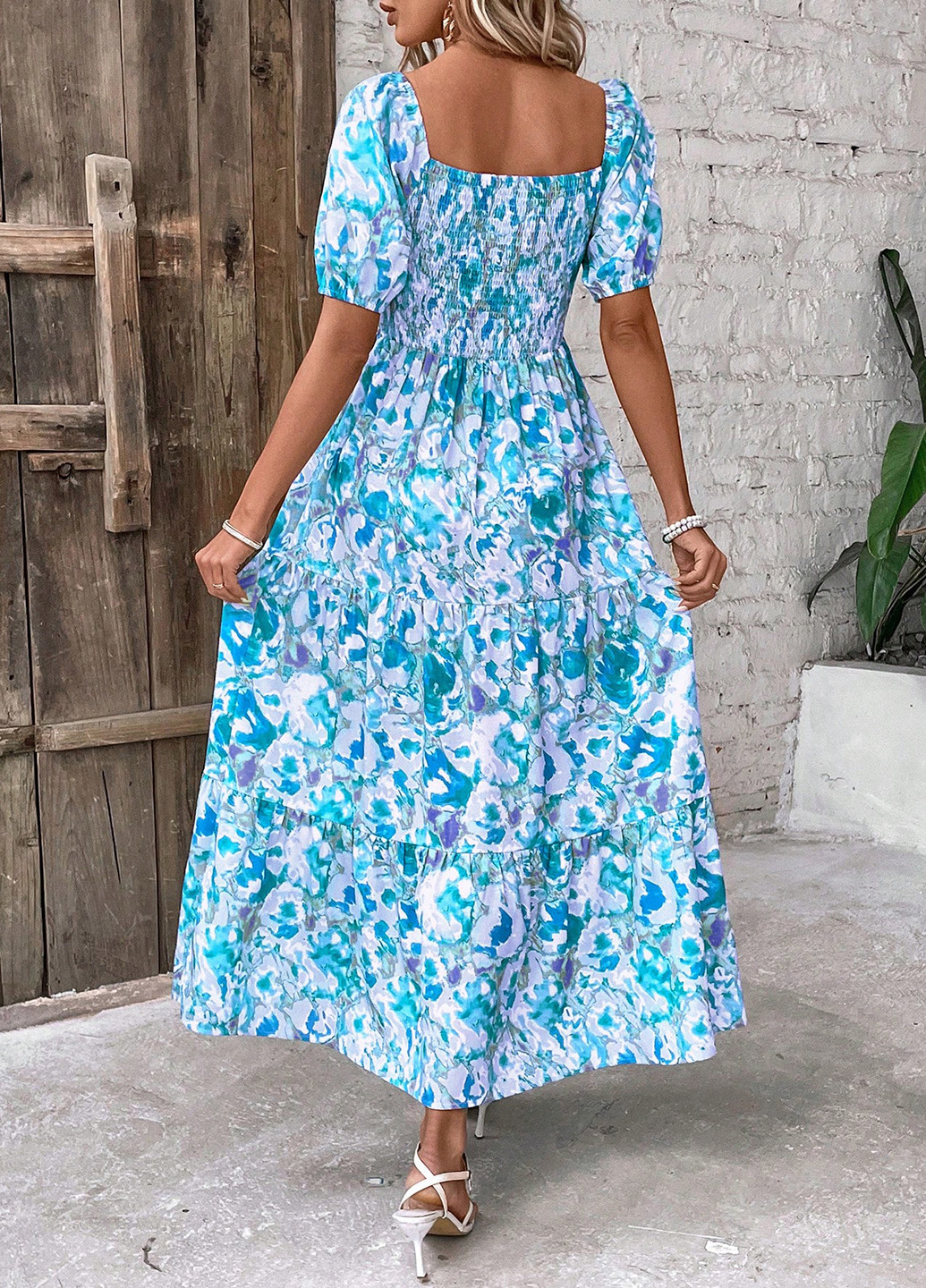 Синя кежуал сукня а-силует SHEIN з квітковим принтом