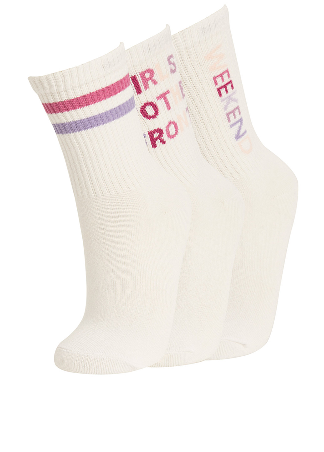 Шкарпетки (3 пари) DeFacto написи білі повсякденні