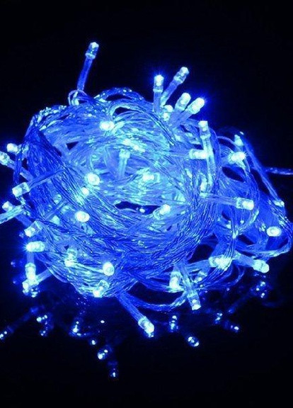 Гирлянда светодиодная нити 100 6м 100 лампочек СИНЯЯ на прозрачном проводе, 8 режимов синий Led (251371679)