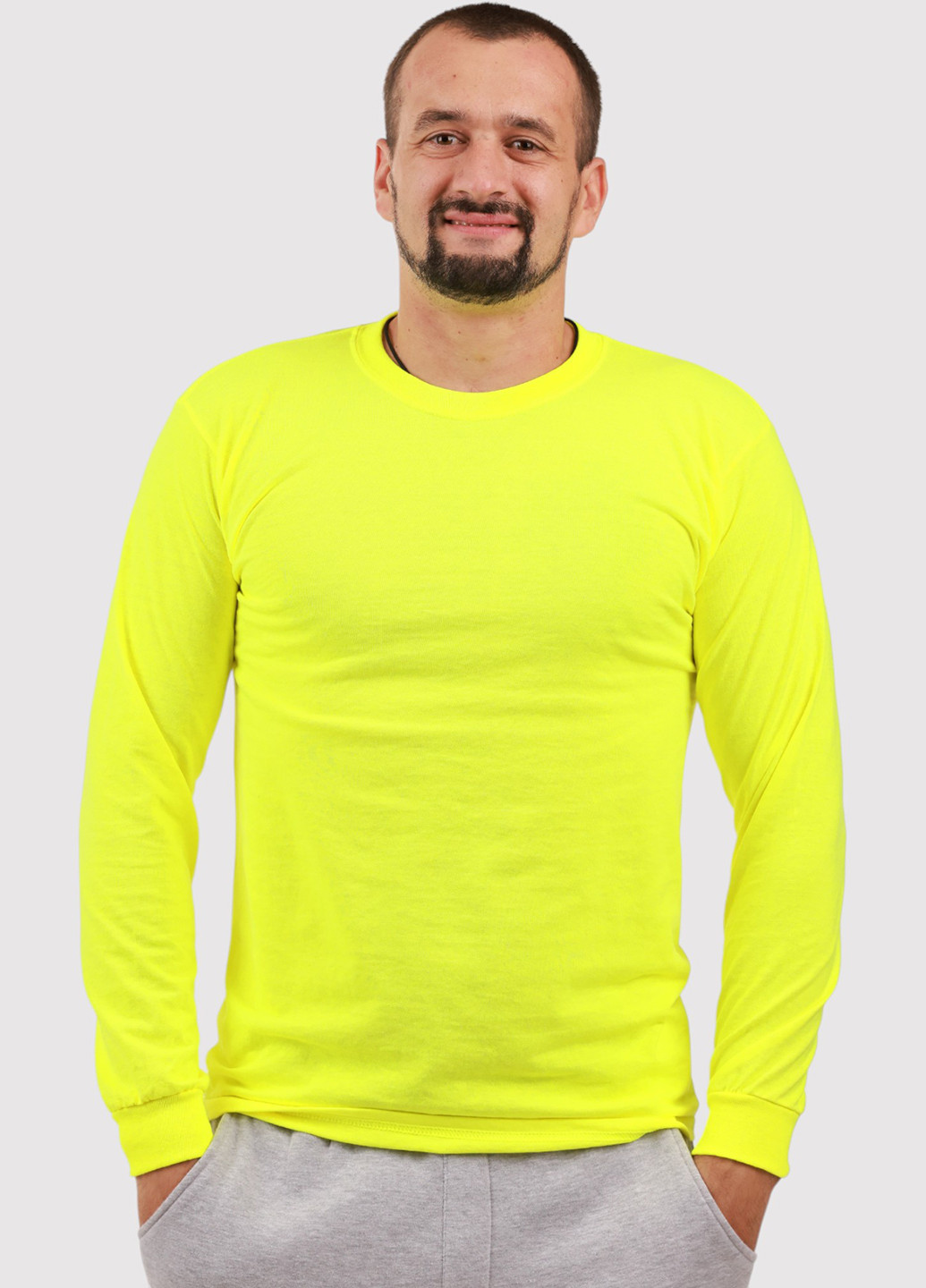 Лонгслів Gildan однотонний кислотно-жовтий кежуали бавовна, поліестер, трикотаж