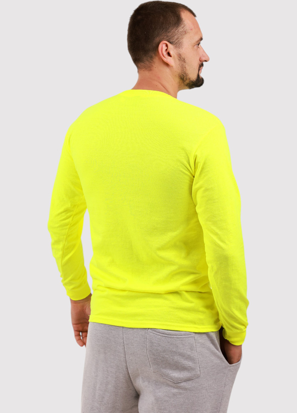 Лонгслів Gildan однотонний кислотно-жовтий кежуали бавовна, поліестер, трикотаж