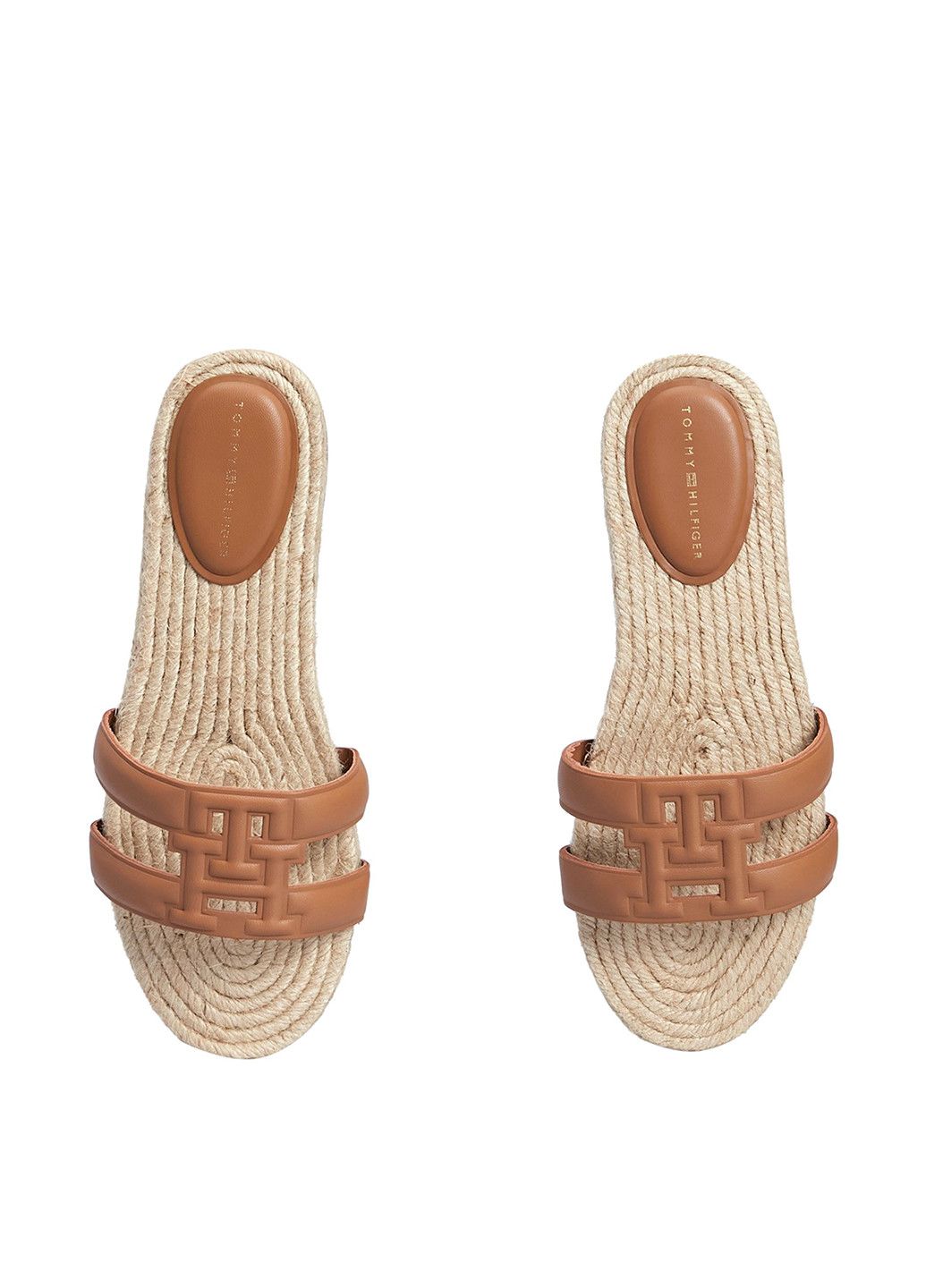 Коричневые шлепанцы Tommy Hilfiger с тиснением, с логотипом