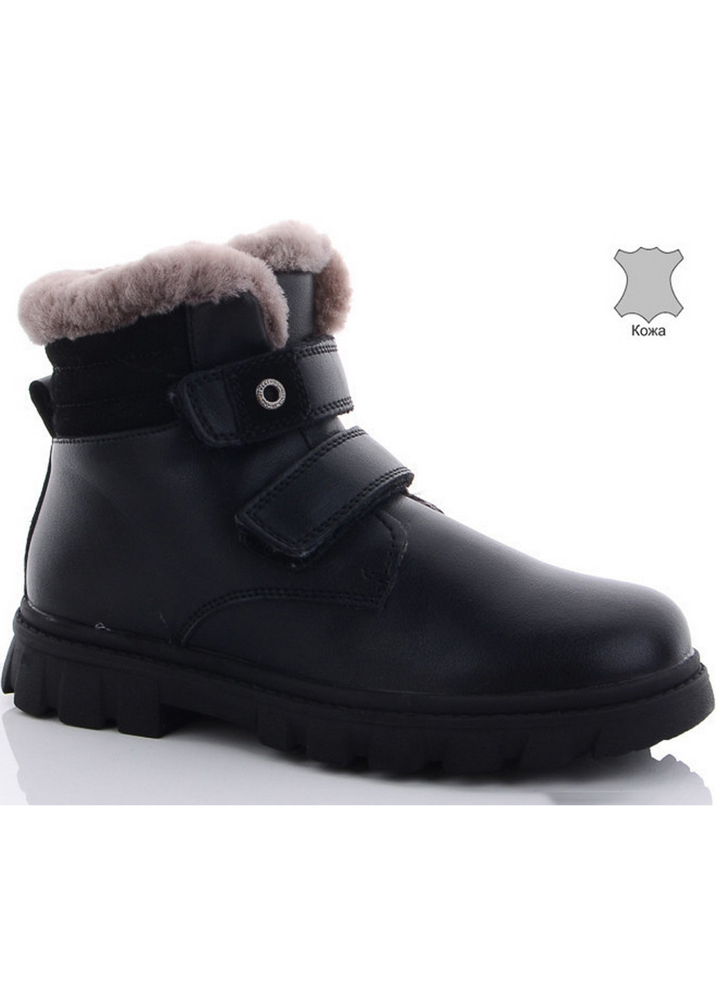 Зимние кожаные ботинки с натуральной цегейкой T933-2 36 Черный KangFu однотонні чорні кежуали
