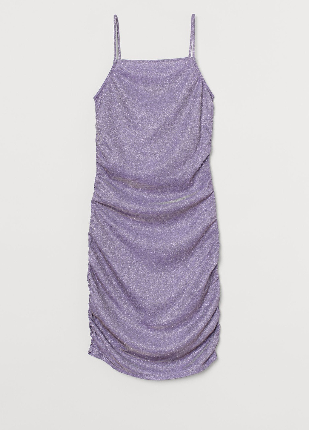 Лавандовое коктейльное платье H&M однотонное