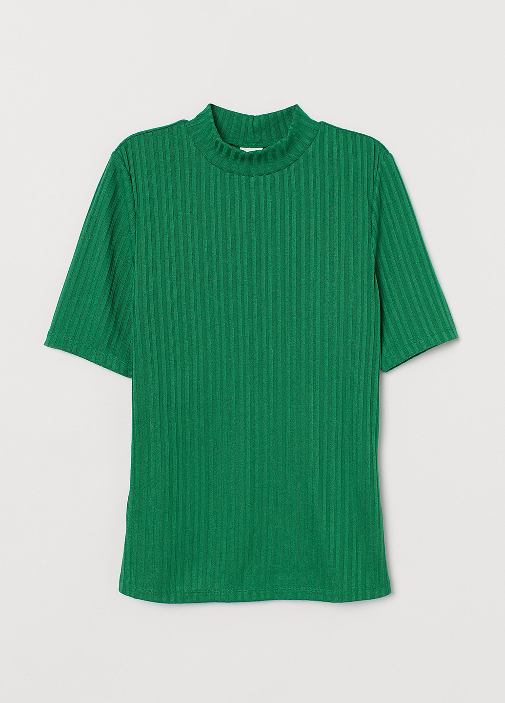 Гольф H&M однотонный зелёный кэжуал трикотаж, полиэстер