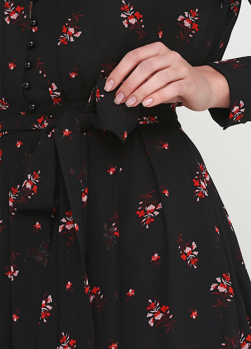 Чорна кежуал плаття, сукня кльош NUMERO 28 з квітковим принтом