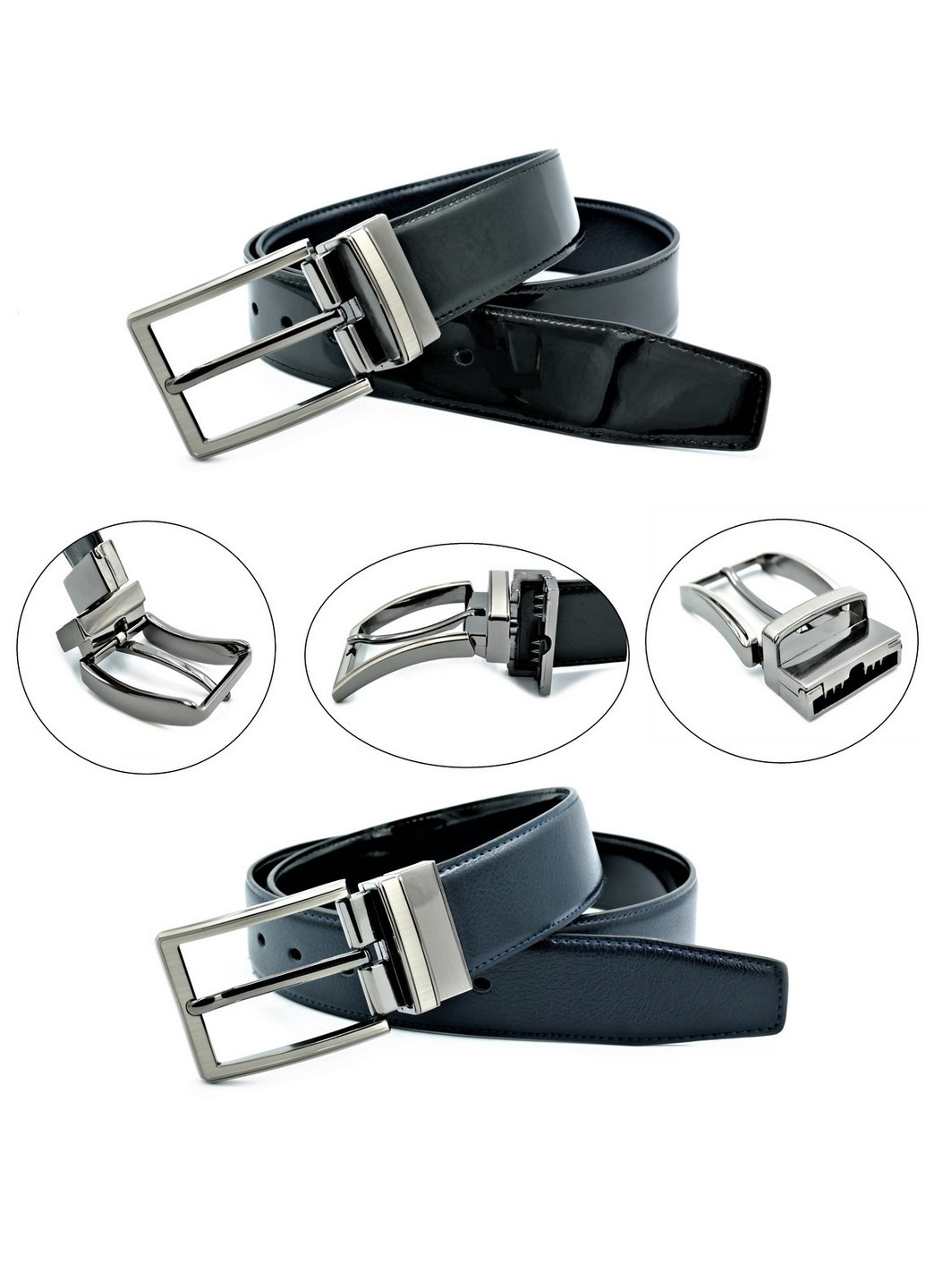 Двосторонній шкіряний ремінь чоловічий 110-125х4 см Weatro (211364457)