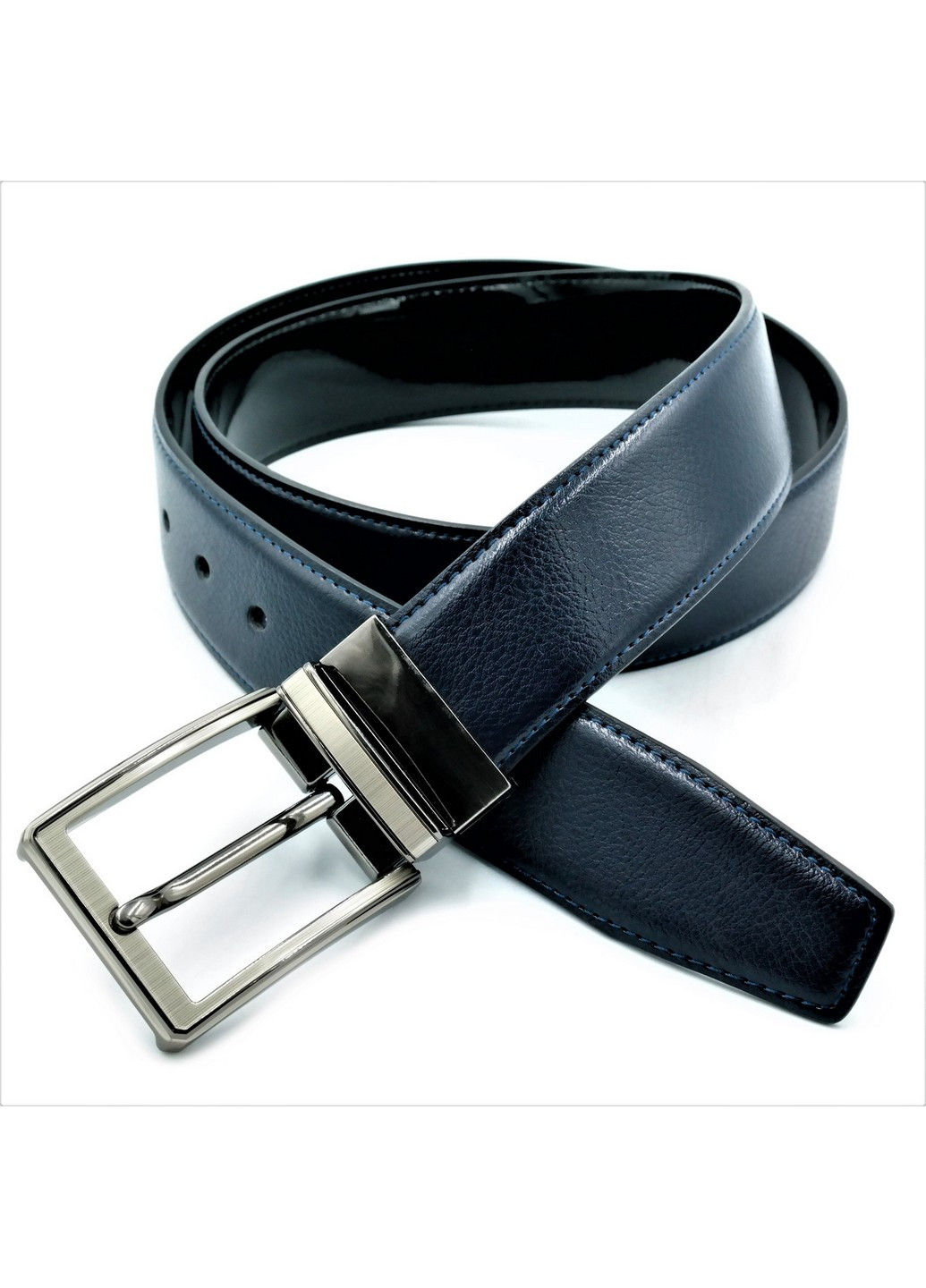 Двосторонній шкіряний ремінь чоловічий 110-125х4 см Weatro (211364457)