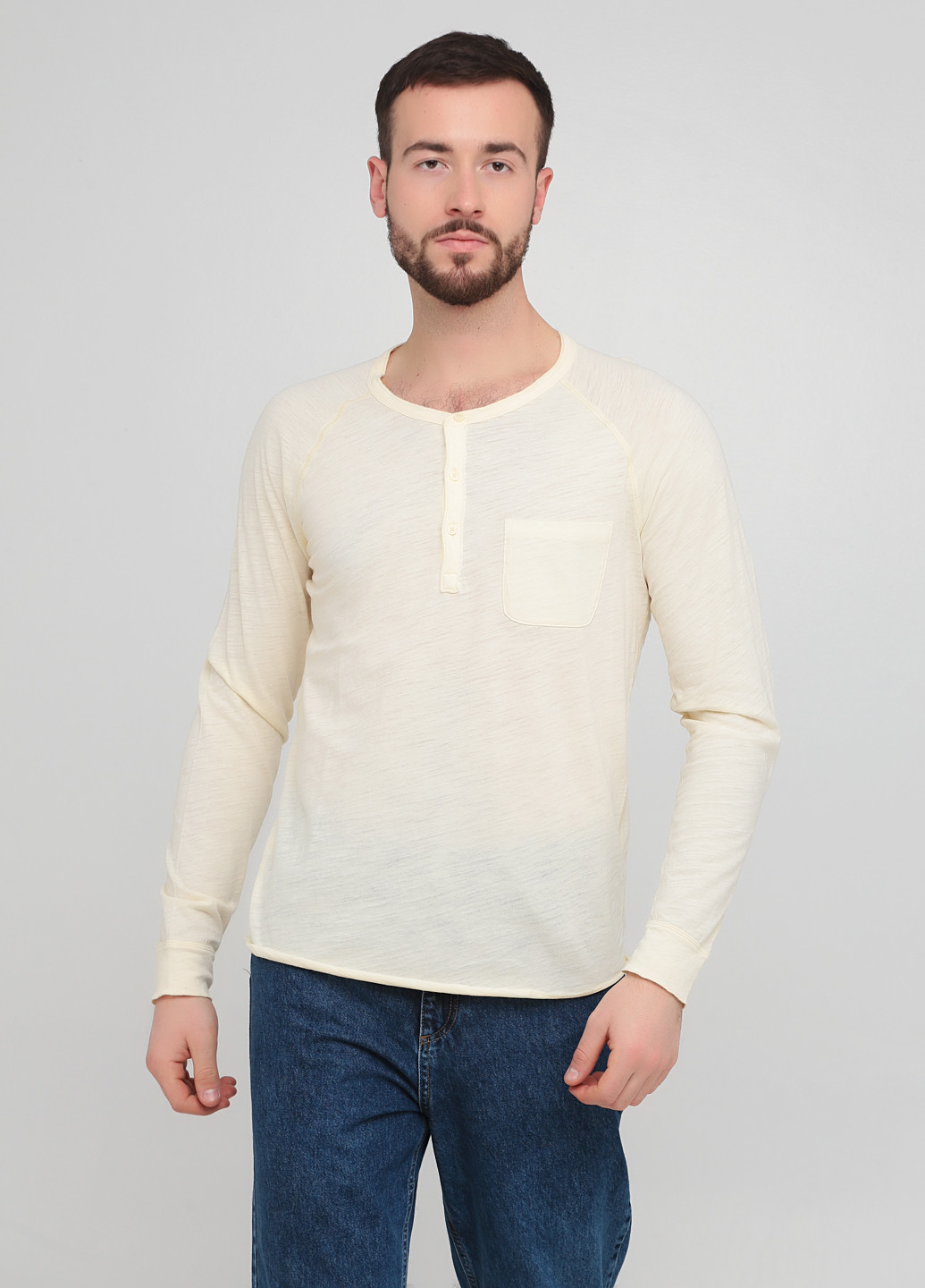 Лонгслів Drykorn однотонний світло-бежевий кежуали бавовна, трикотаж