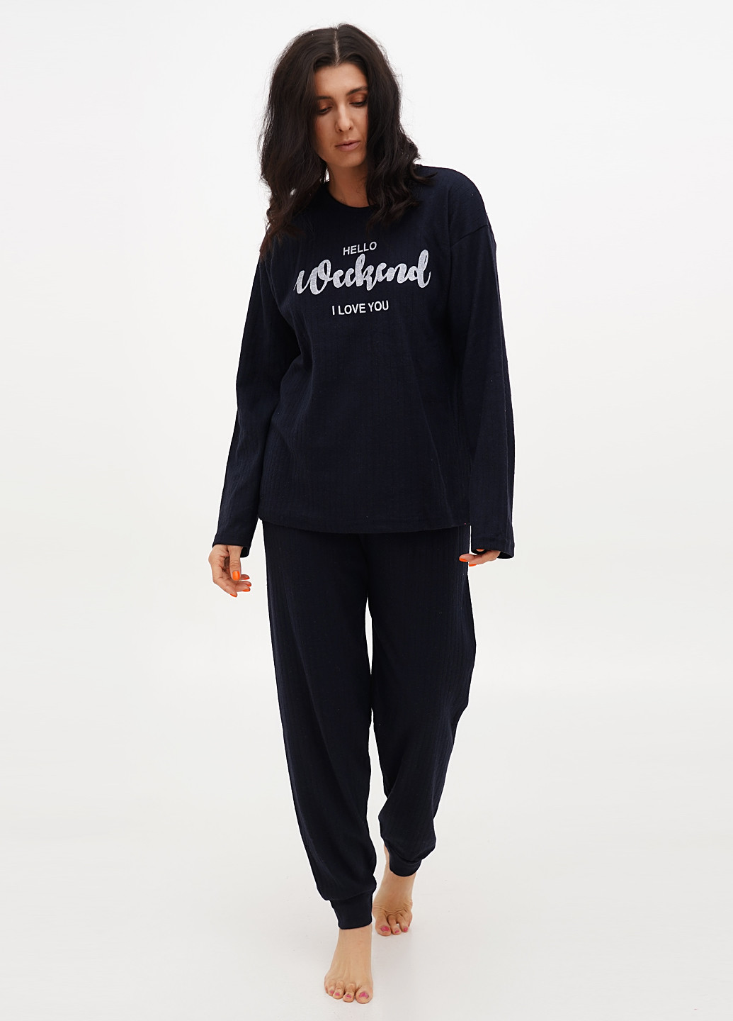 Чорна всесезон піжама (лонгслів, штани) лонгслів + брюки Fashion