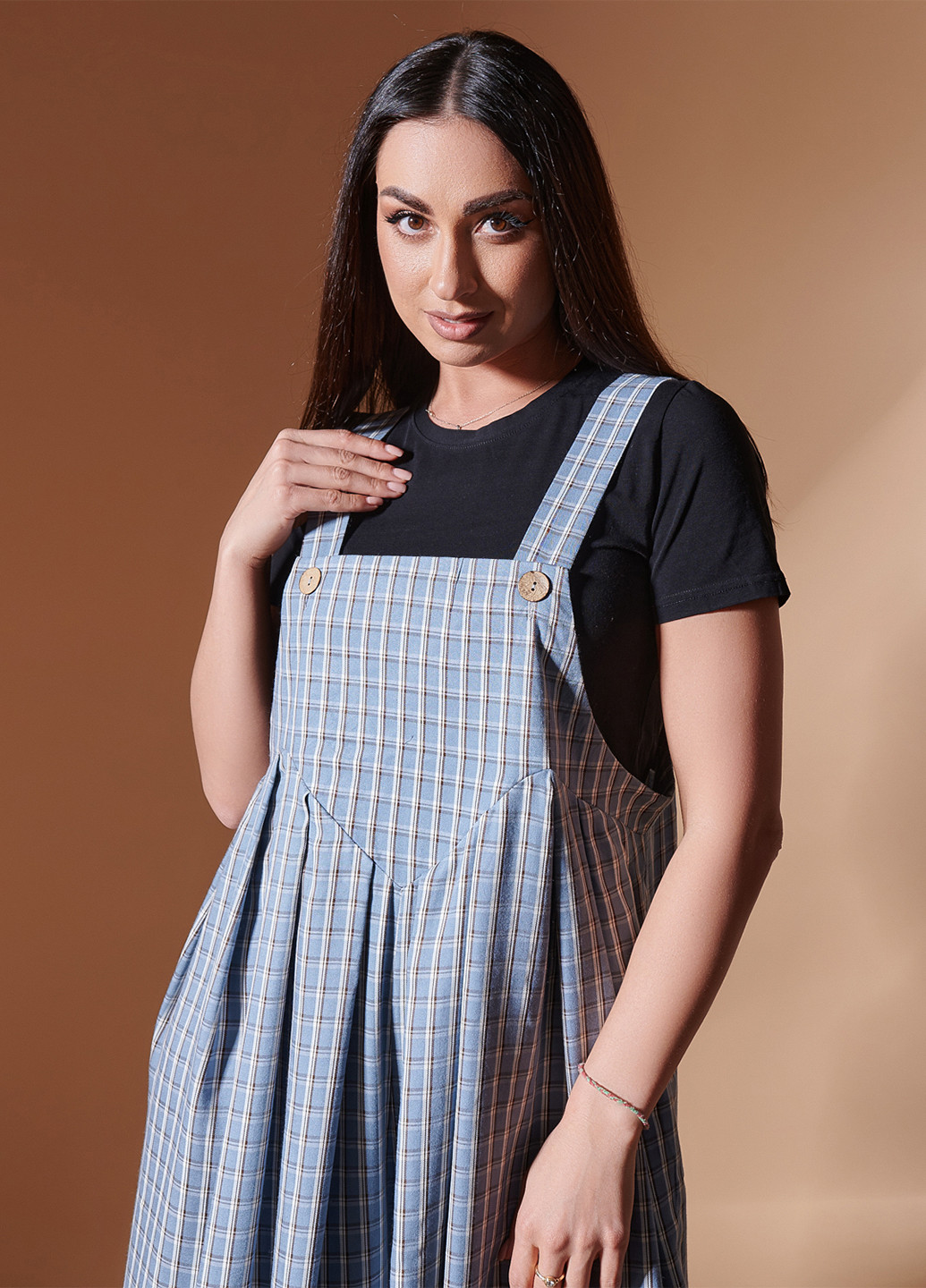 Комбинезон LibeAmore комбинезон-брюки клетка серый кэжуал вискоза, трикотаж