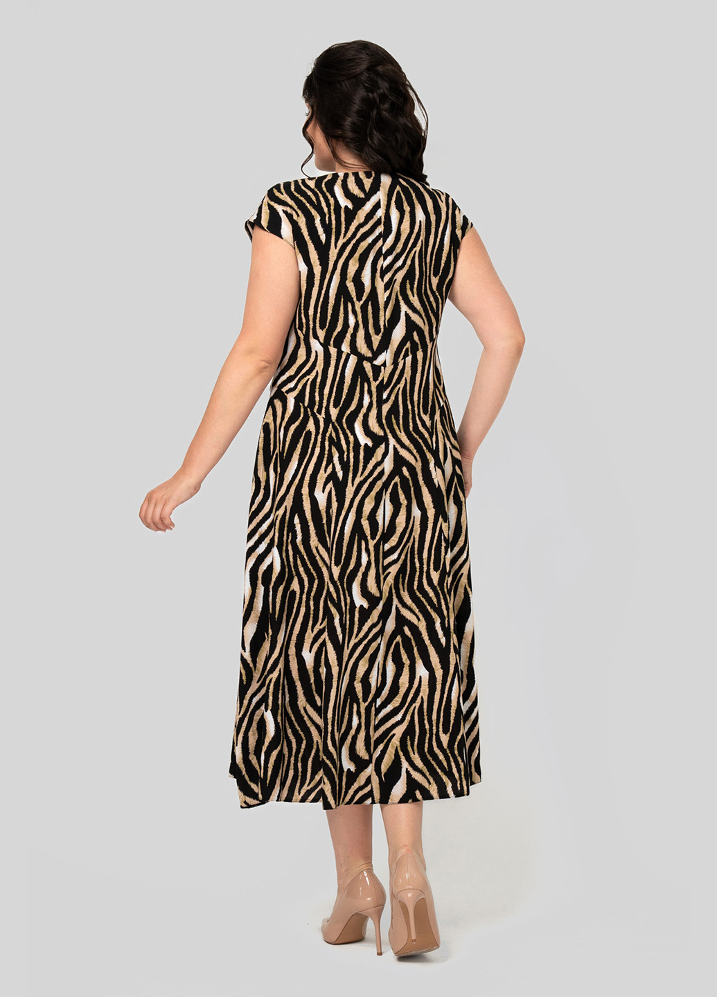 Черное кэжуал платье а-силуэт A'll Posa с животным (анималистичным) принтом