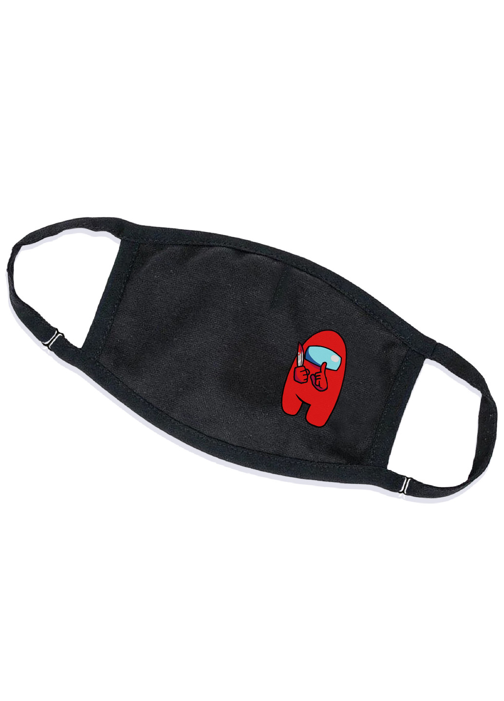 Многоразовая защитная маска Амонг Ас Красный (Among Us Red) (9259-2417-M) M тканевая для детей и взрослых MobiPrint чёрная