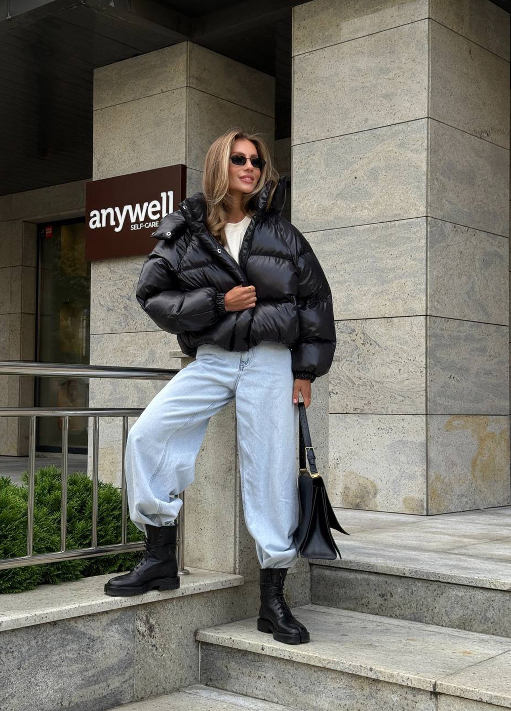 Чорна зимня куртка No Brand