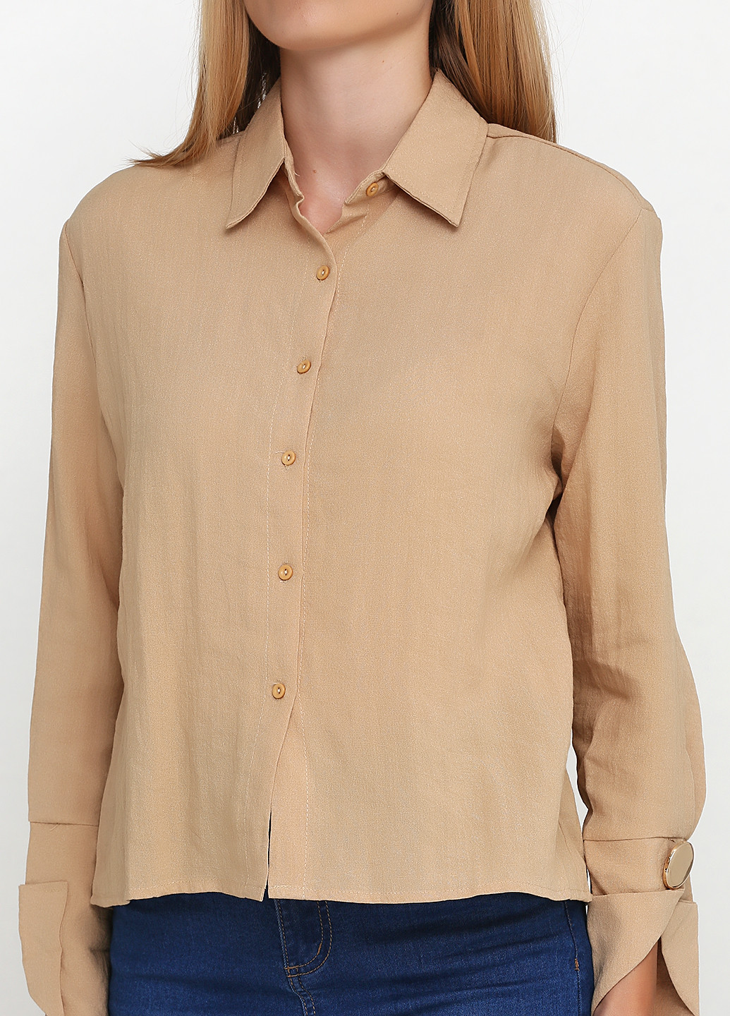 Светло-коричневая кэжуал рубашка однотонная Sweewe