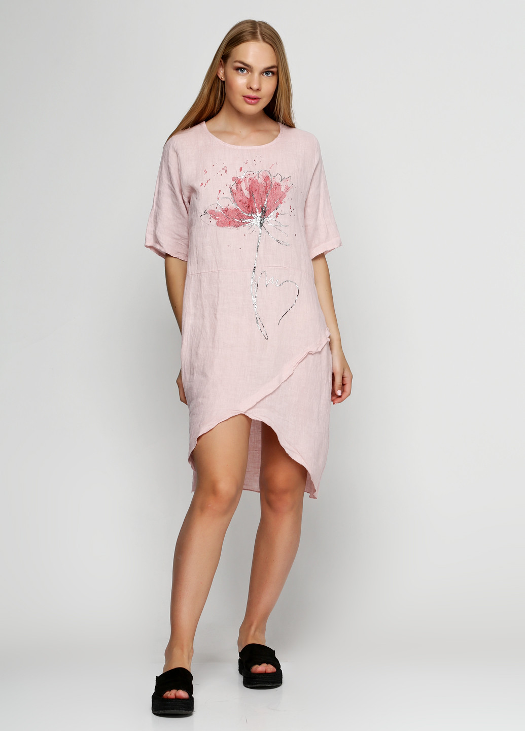 Розовое кэжуал платье New Collection с рисунком