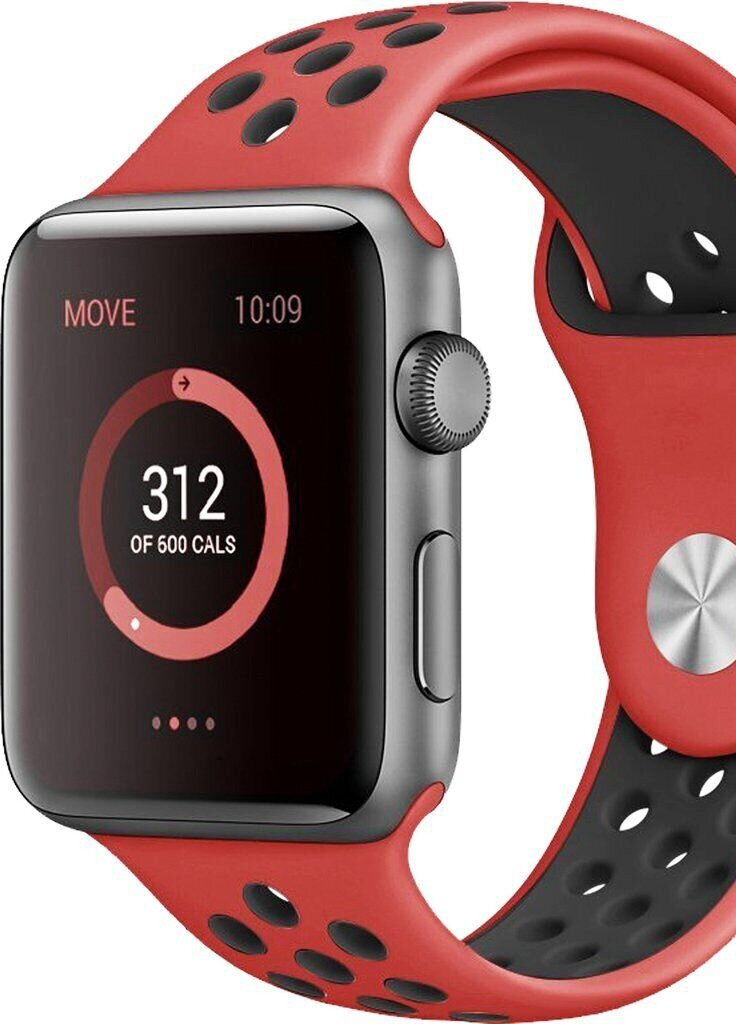 Ремешок Nike Band для Apple Watch 42/44mm силиконовый красный+черный спортивный Series 5 4 3 2 1 red/black ARM (222374777)