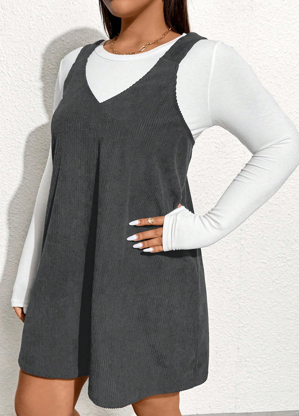 Демисезонный женский сарафан SHEIN однотонный