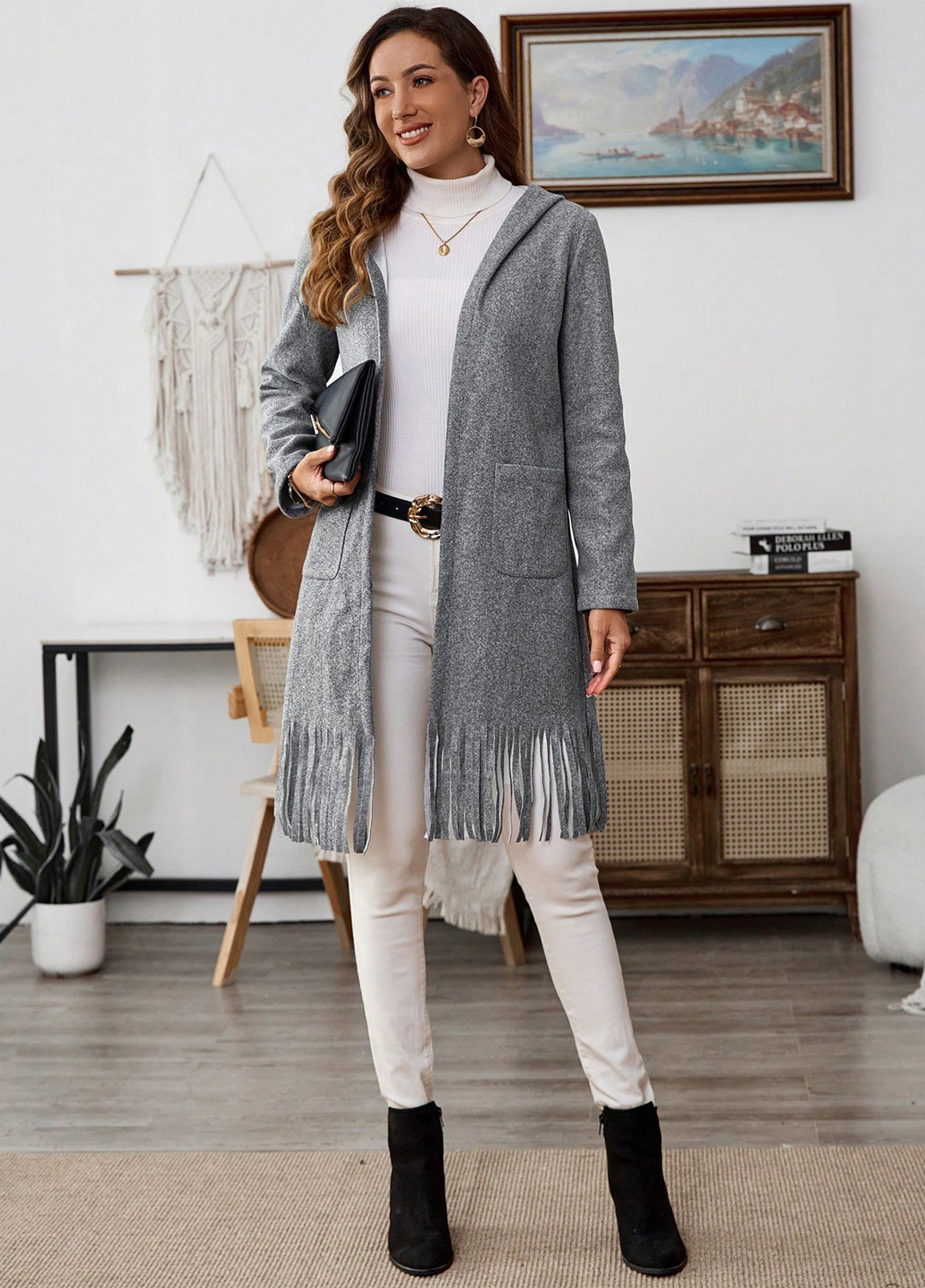 Серый демисезонный кардиган SHEIN