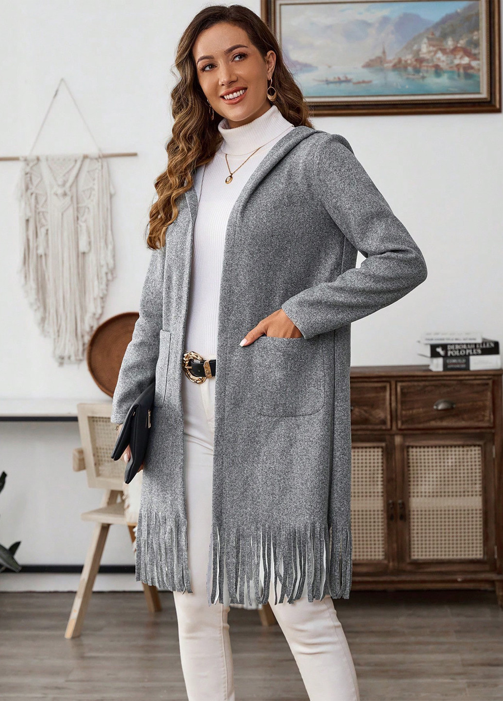 Серый демисезонный кардиган SHEIN