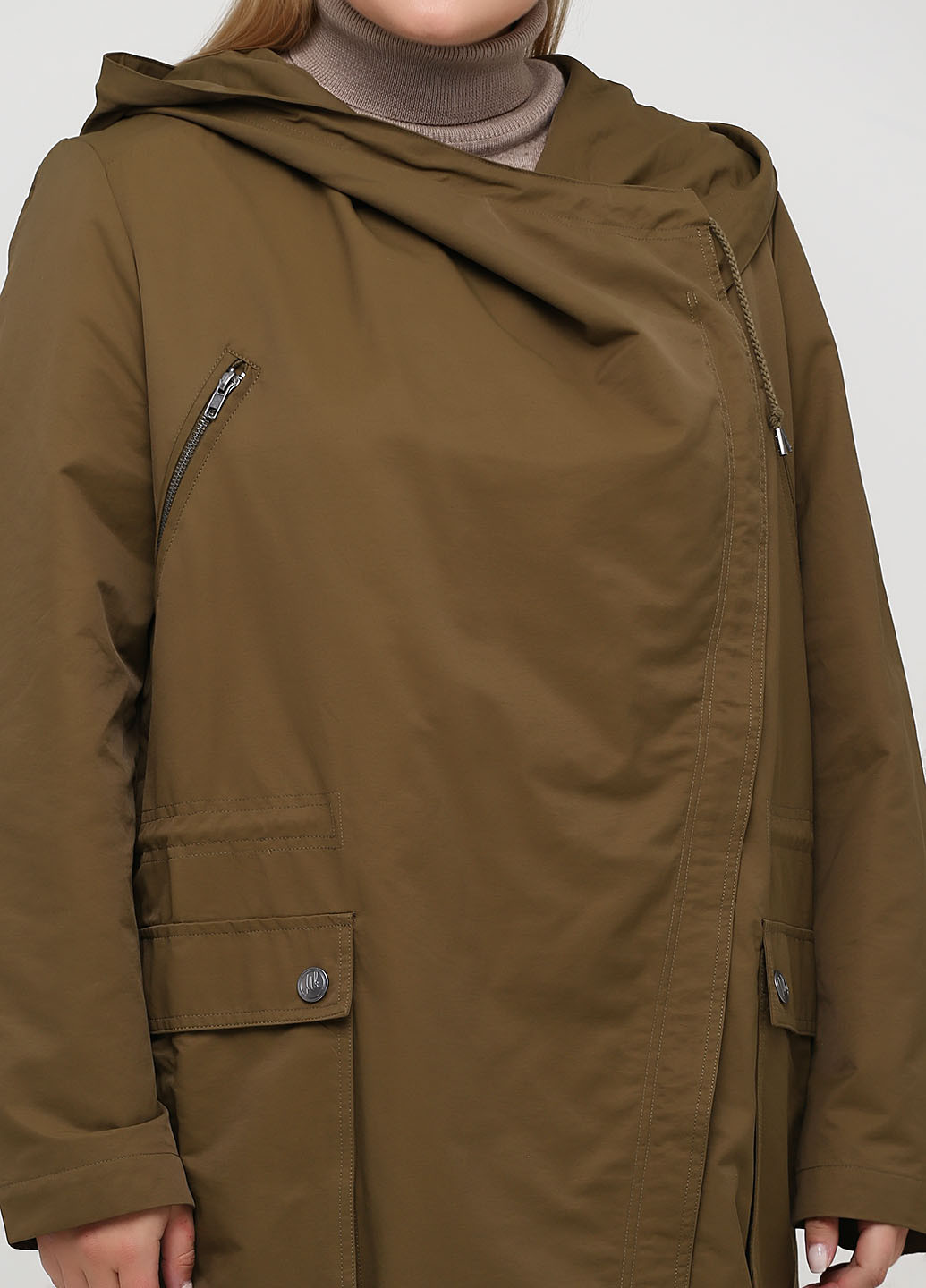 Оливковая (хаки) демисезонная куртка Sheego