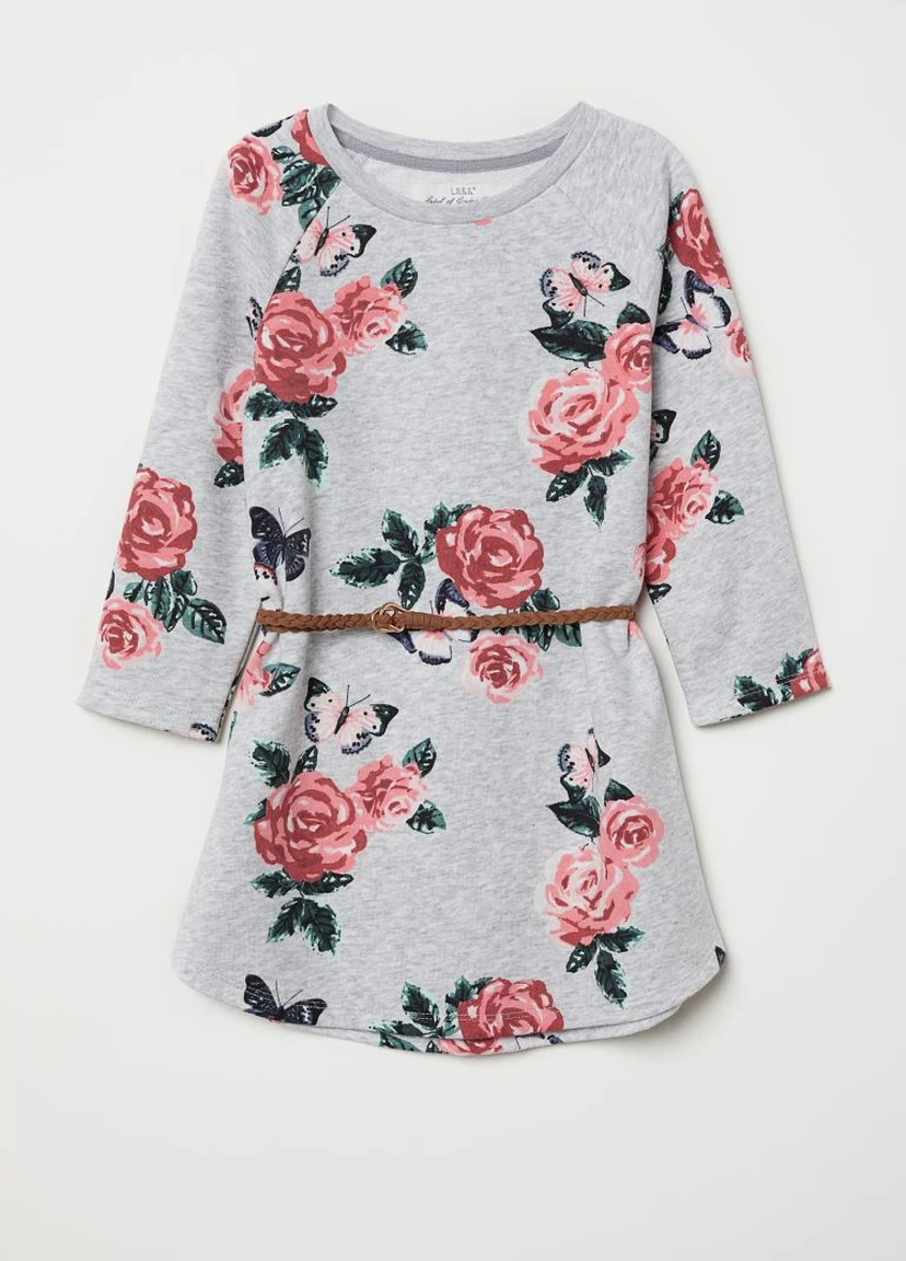 Светло-серое байковое платье H&M (221723238)
