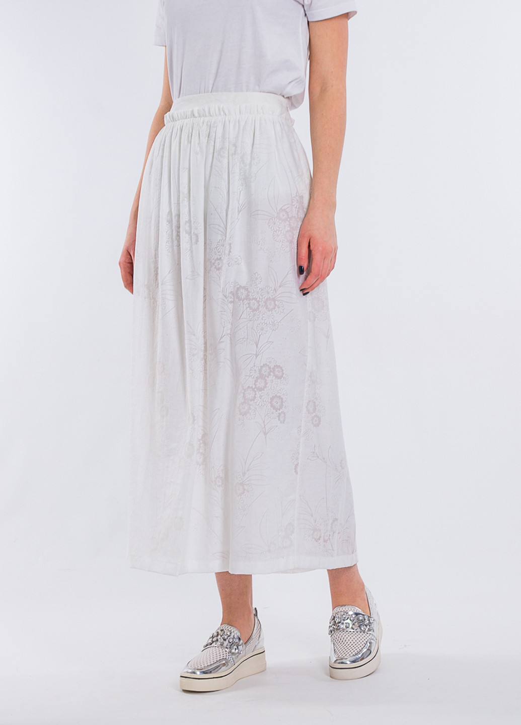 Белая кэжуал цветочной расцветки юбка Love Moschino клешированная