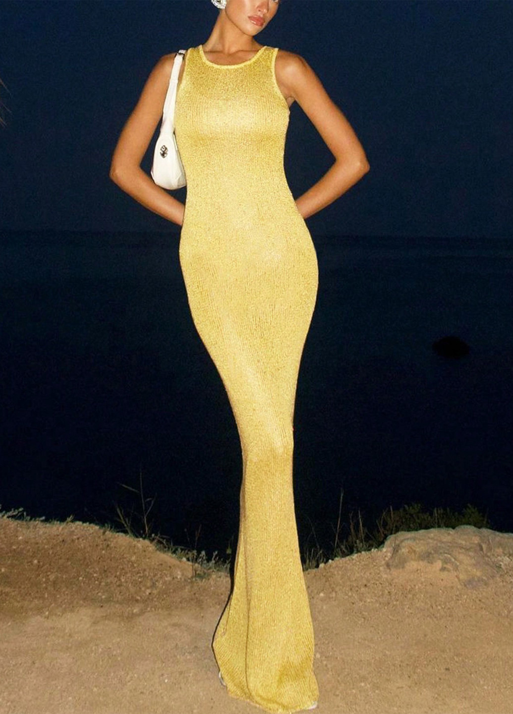 Жовтий кежуал сукня сукня-майка SHEIN однотонна