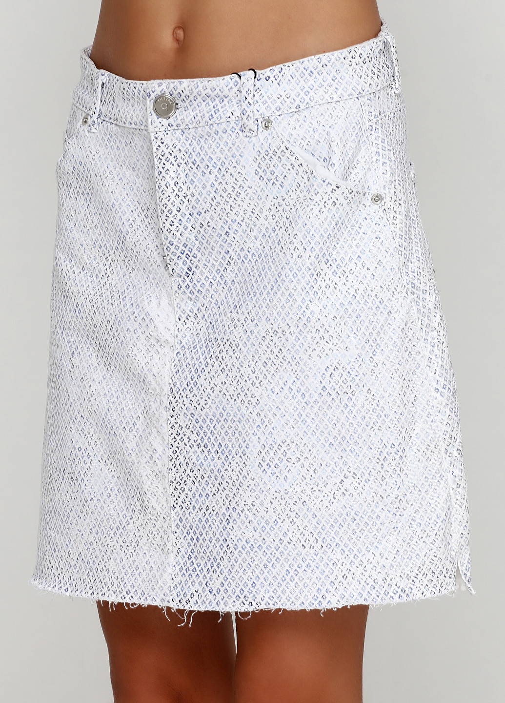 Белая джинсовая с геометрическим узором юбка IVY