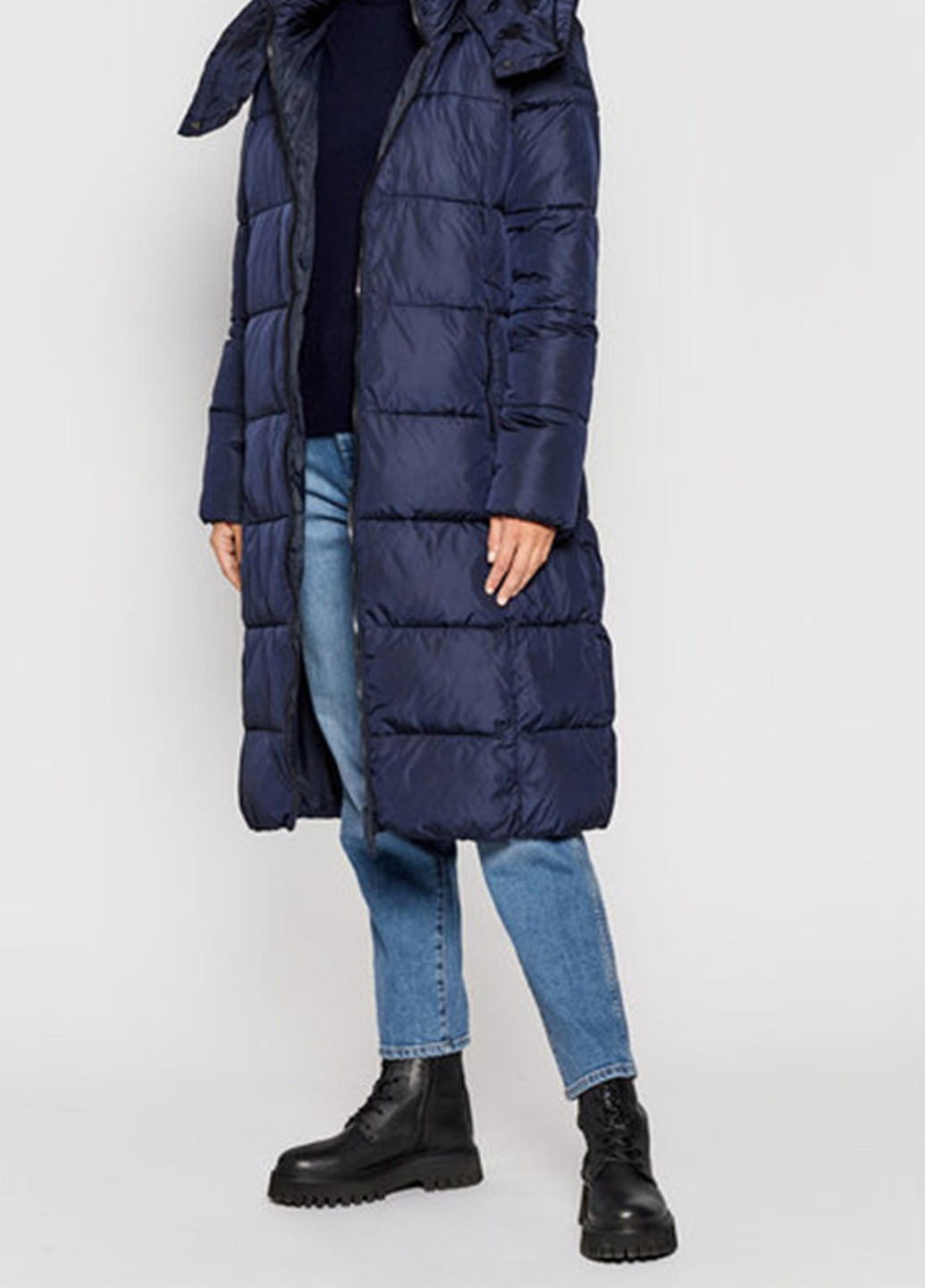 Синяя темно-синее стеганое пальто woman coat zip hood CMP