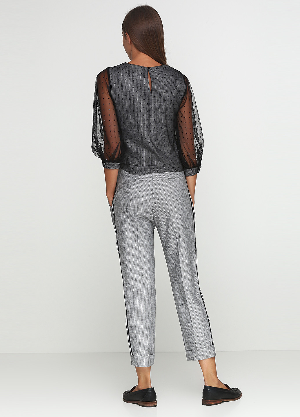 Костюм (блуза, брюки) Dzyn Line брючный геометрический серый кэжуал
