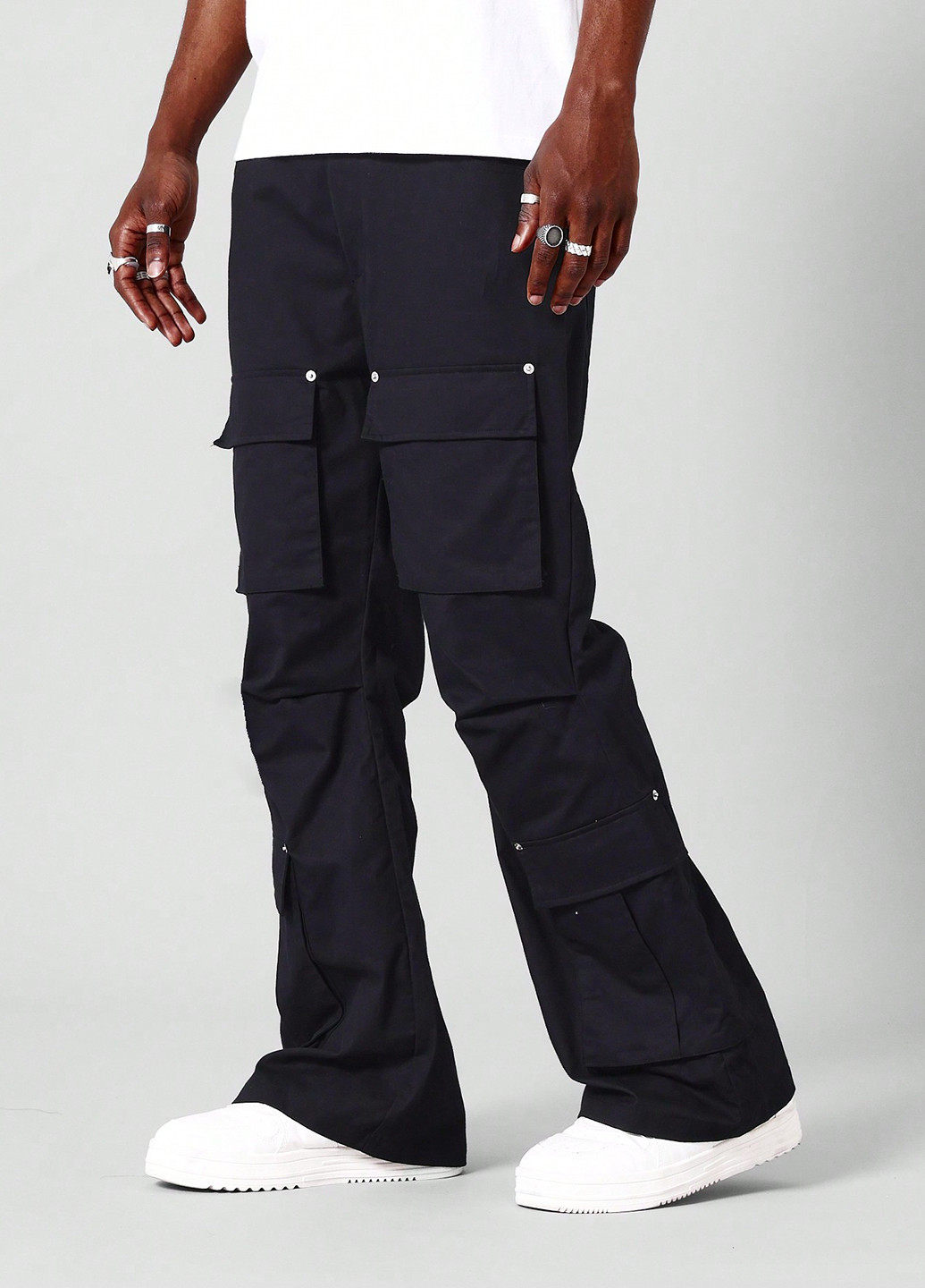 Черные кэжуал демисезонные карго брюки SHEIN