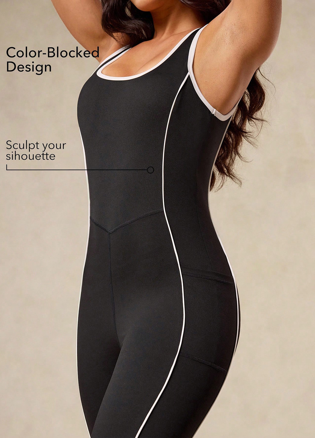 Комбинезон SHEIN комбинезон-брюки однотонный чёрный спортивный полиамид